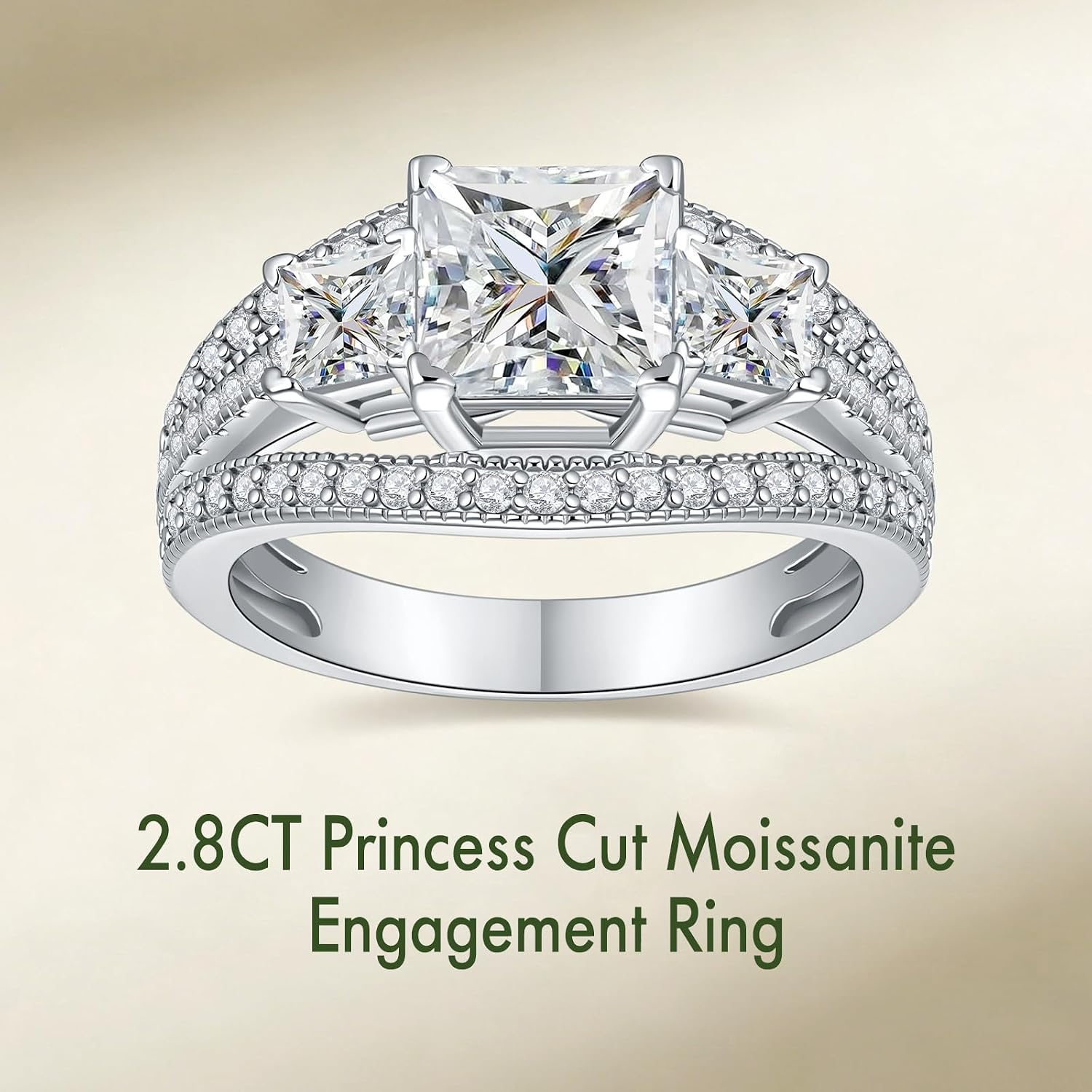 Detalle 2 de MystiqueMark Moissanite Engagement Ring Set, 2.8 CT