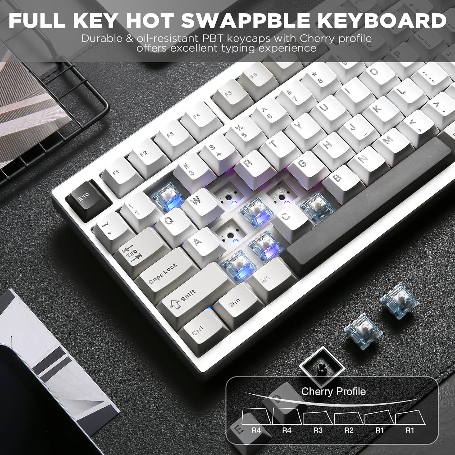 Thumbnail 5 de YUNZII AL80 Wireless Mechanical Keyboard: 75% Aluminum, Gasket Mount, LCD Display, and Knob with Tri-Mode Connectivity