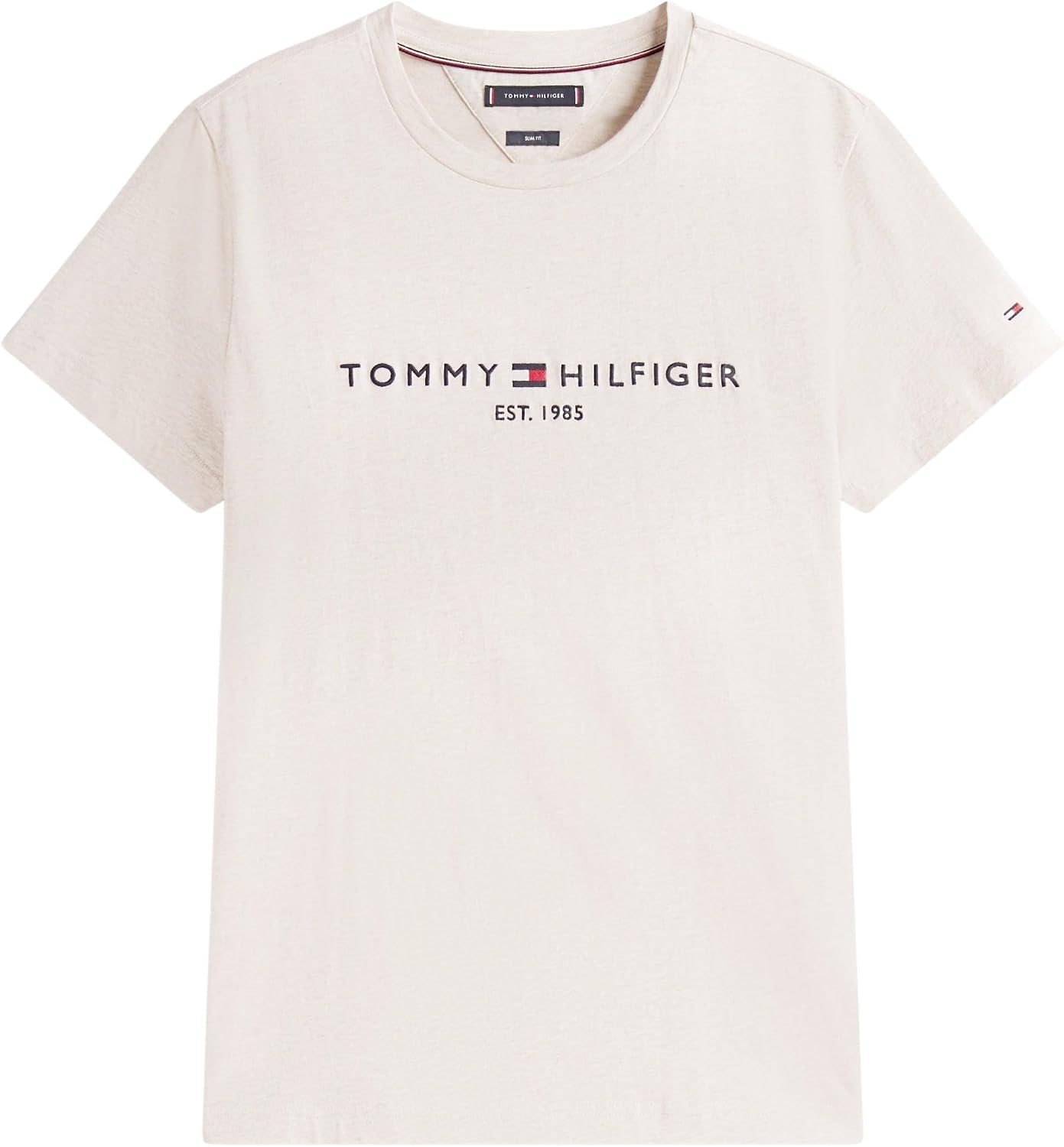 Detalle 2 de Tommy Hilfiger Uomo T-Shirt Maniche Corte Slim Fit – Beige Heathered Oatmilk, M