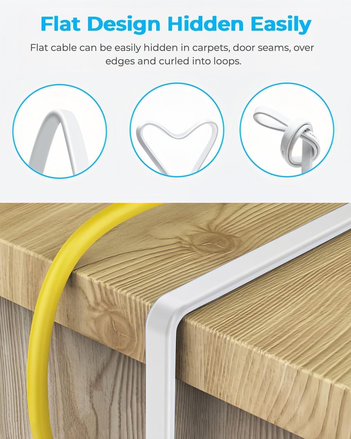 Detalle de DDMALL CAT 8 Ethernet Cable, 2m (2 Pack) – Flat, High Speed 40 Gbps, 2000 MHz, Gold-Plated RJ45, STP Shielded