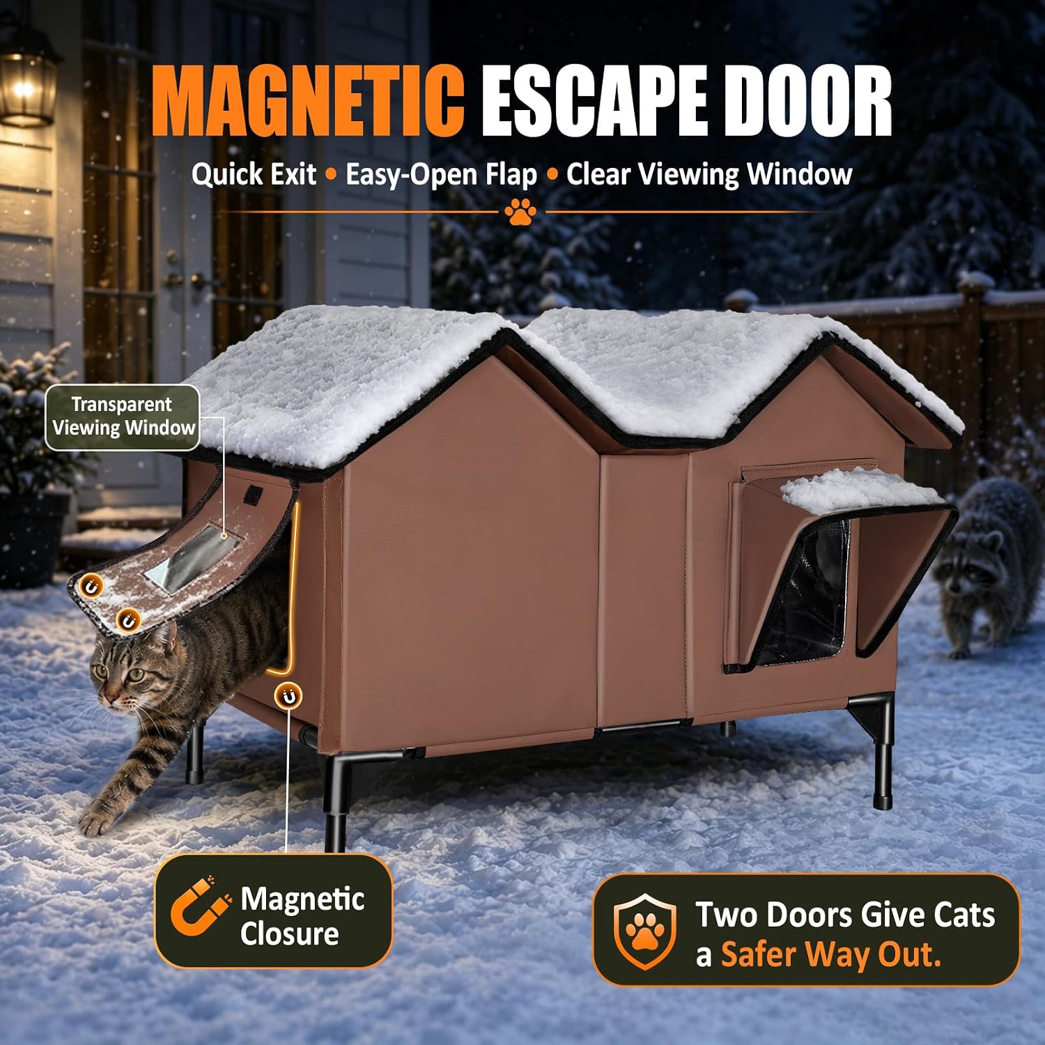 Thumbnail 6 de HXPLN HX580B Heated Outdoor Cat House with Heating Pad and PVC Mesh