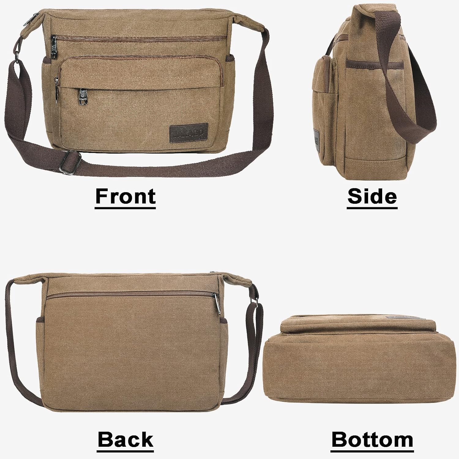 Thumbnail 3 de JAKAGO Canvas Messenger Bag (15 inch) – waterproof shoulder bag with multiple pockets for school, travel & work