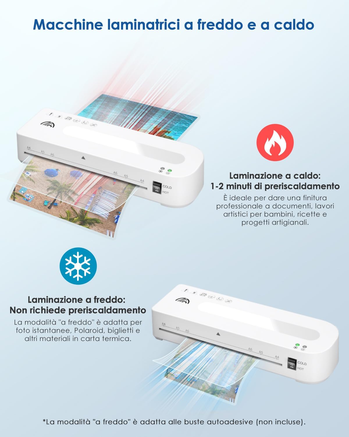 Detalle de Plastificatrice A4 con 10 Fogli e laminazione: pronta in 90 secondi, doppio rullo e modalità caldo/freddo