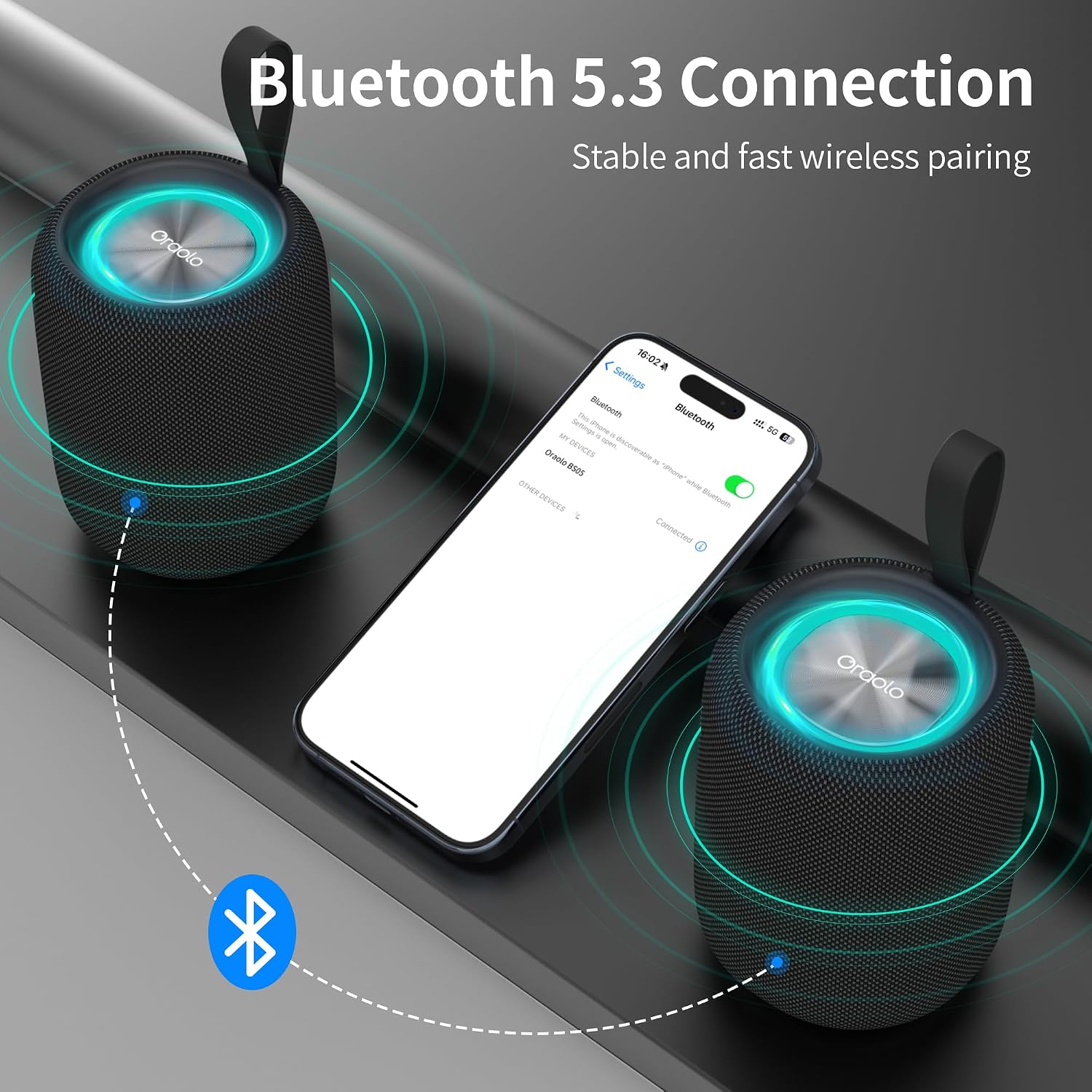 Thumbnail 4 de Oraolo Bluetooth Speaker with Bluetooth 5.4, IPX6, RGB Lights and 8-Hour Playtime