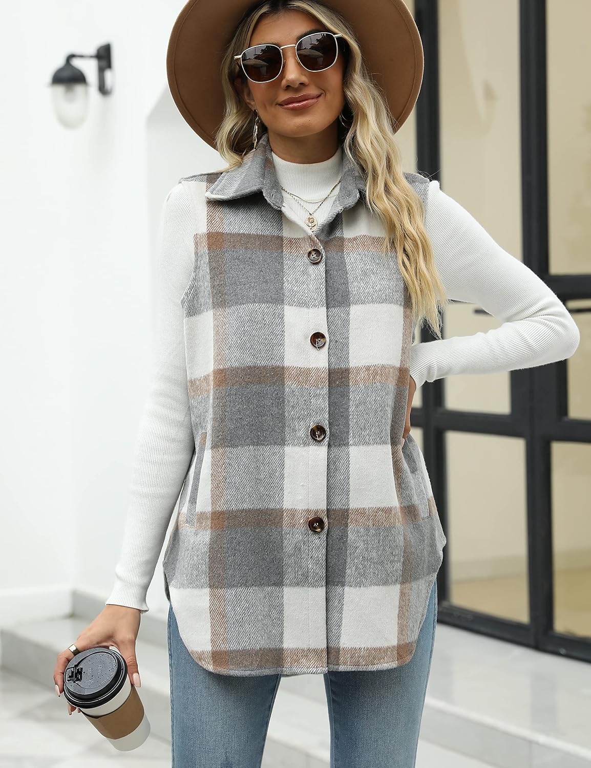 Detalle de Tanming Plaid Vest in Brushed Flannel