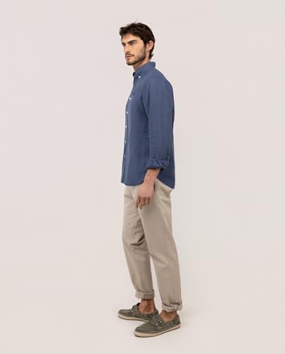 Detalle de El Ganso Camisa Lino Garment Dyed Button Down Marino