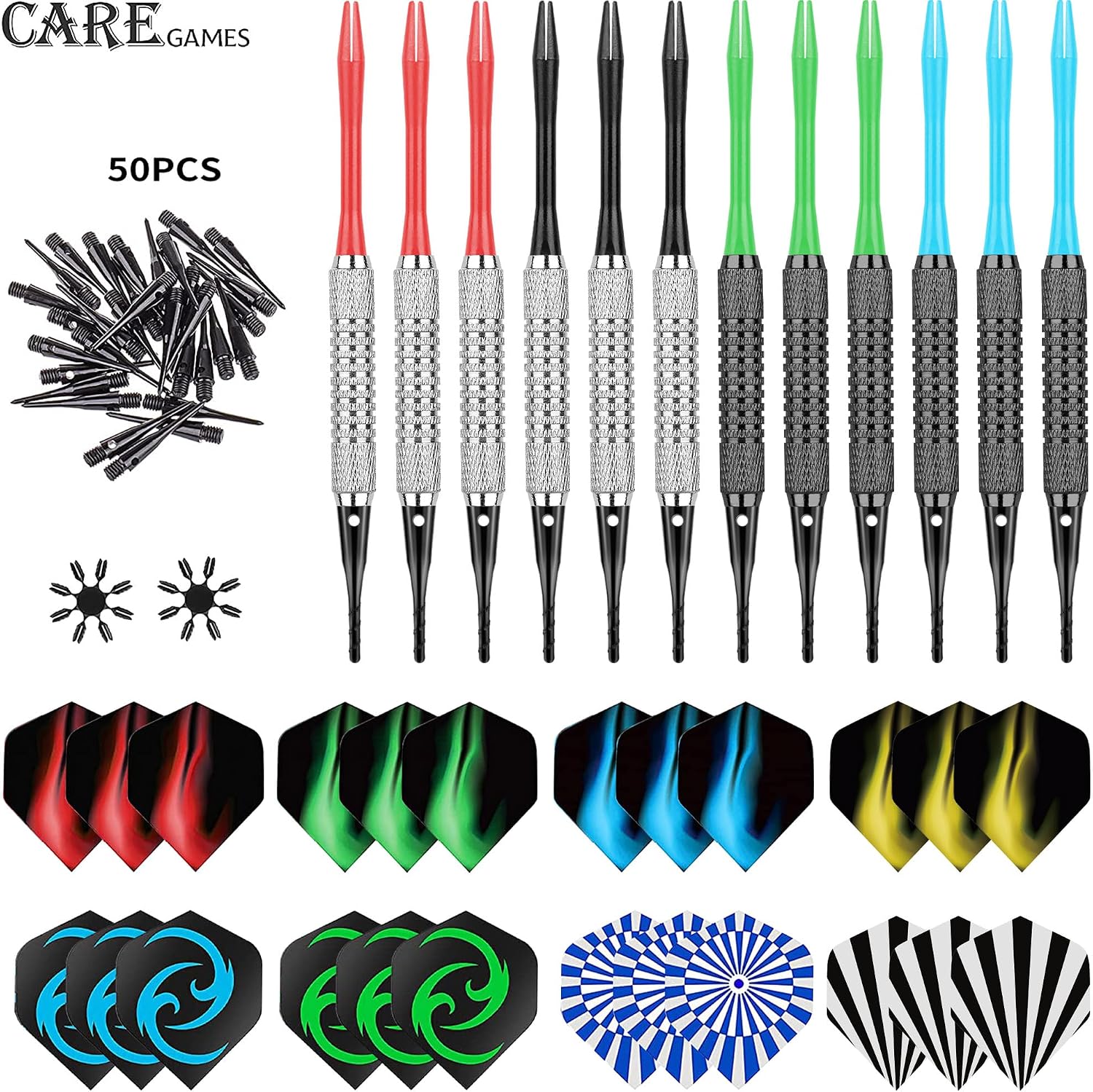 Thumbnail 4 de CareGames 12-teilige Softdart-Set (16 g) mit PVC-Schäften und 24 Ersatzspitzen