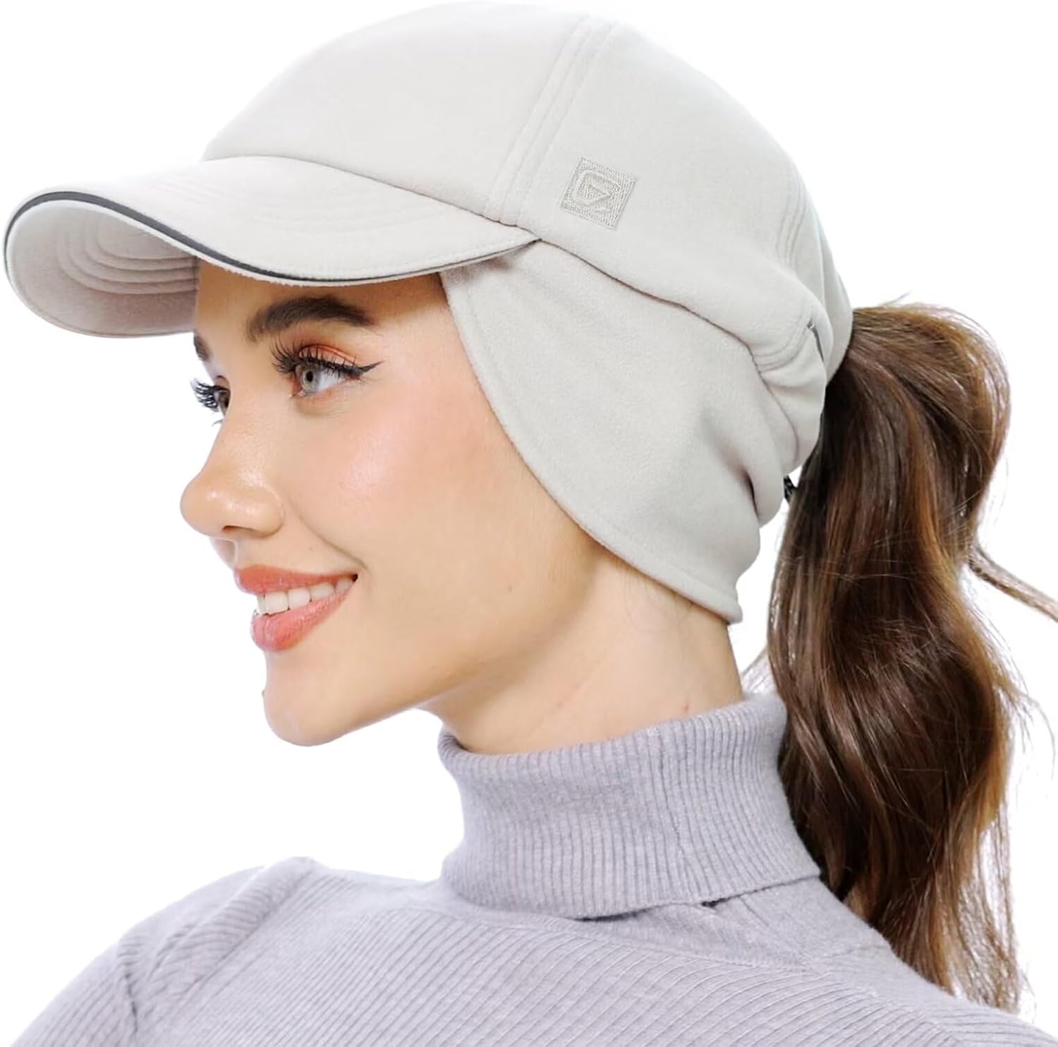 Detalle 2 de GADIEMKENSD Womens Fleece Ponytail Hat Reflective Winter Hat