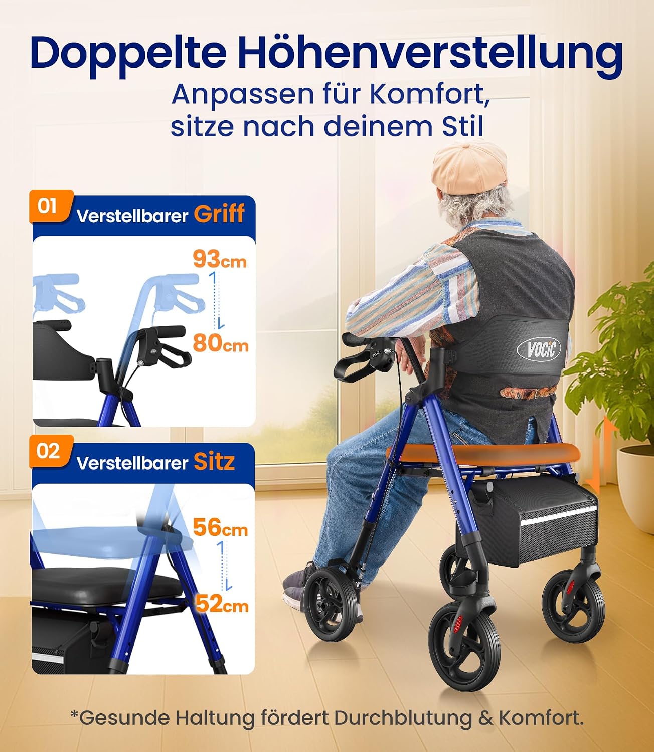 Thumbnail 5 de VOCIC Rollator faltbar mit Sitz 8,8 kg