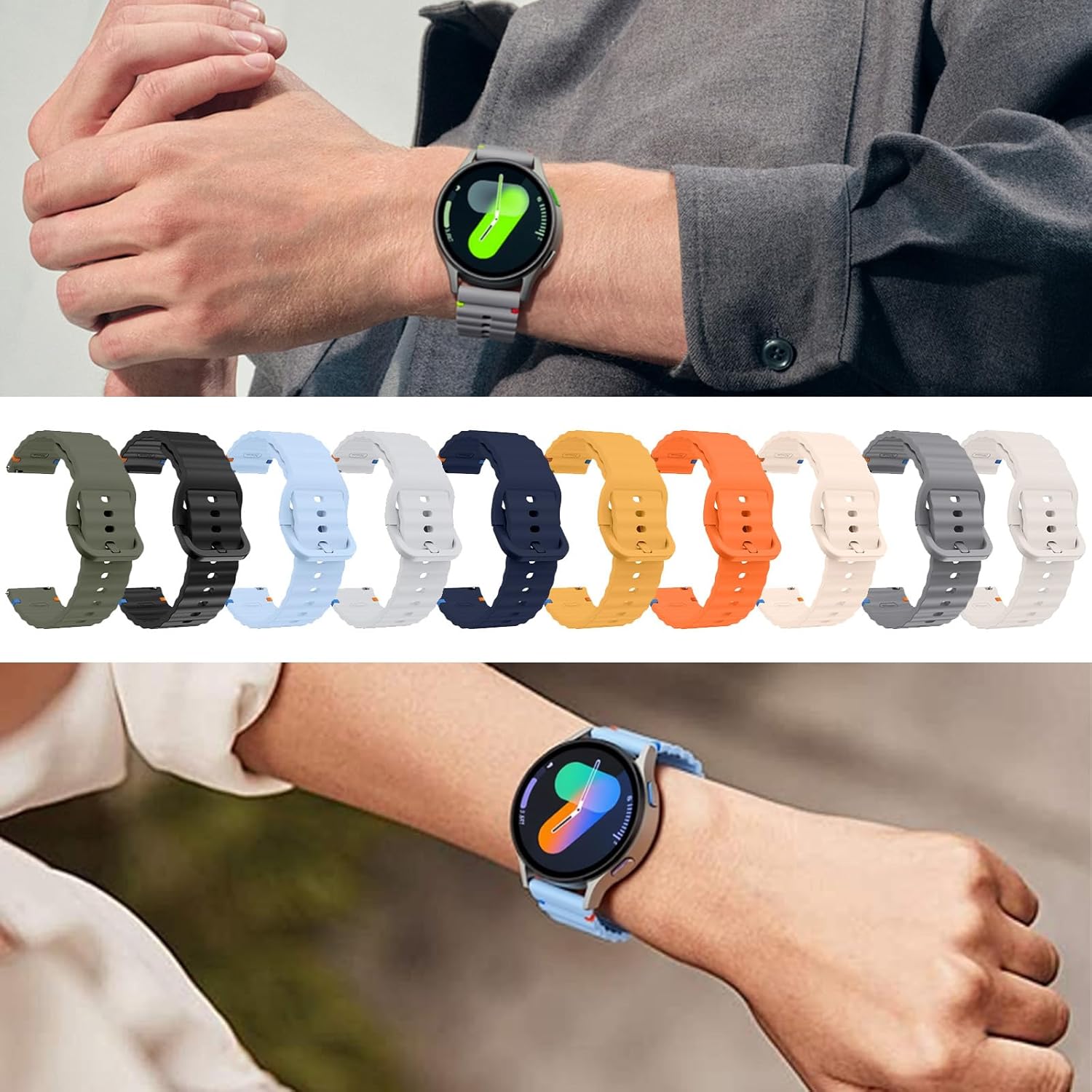 Thumbnail 6 de Aieero Silicone Sport Band for Samsung Galaxy Watch 4/5/6/7 and FE: 20mm Quick-Release Strap