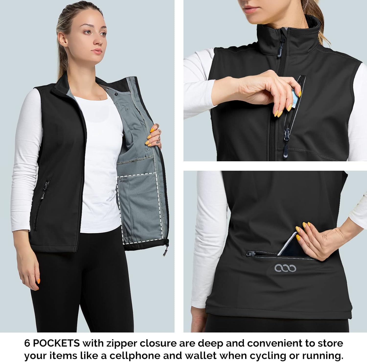 Detalle de 33,000ft Damen Leichte Laufweste Softshell: winddicht, wasserdicht & atmungsaktiv