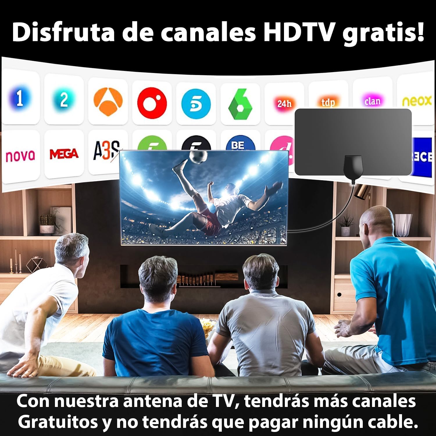 Detalle 2 de Antena TV Interior Digital de Panel 2026 360°
