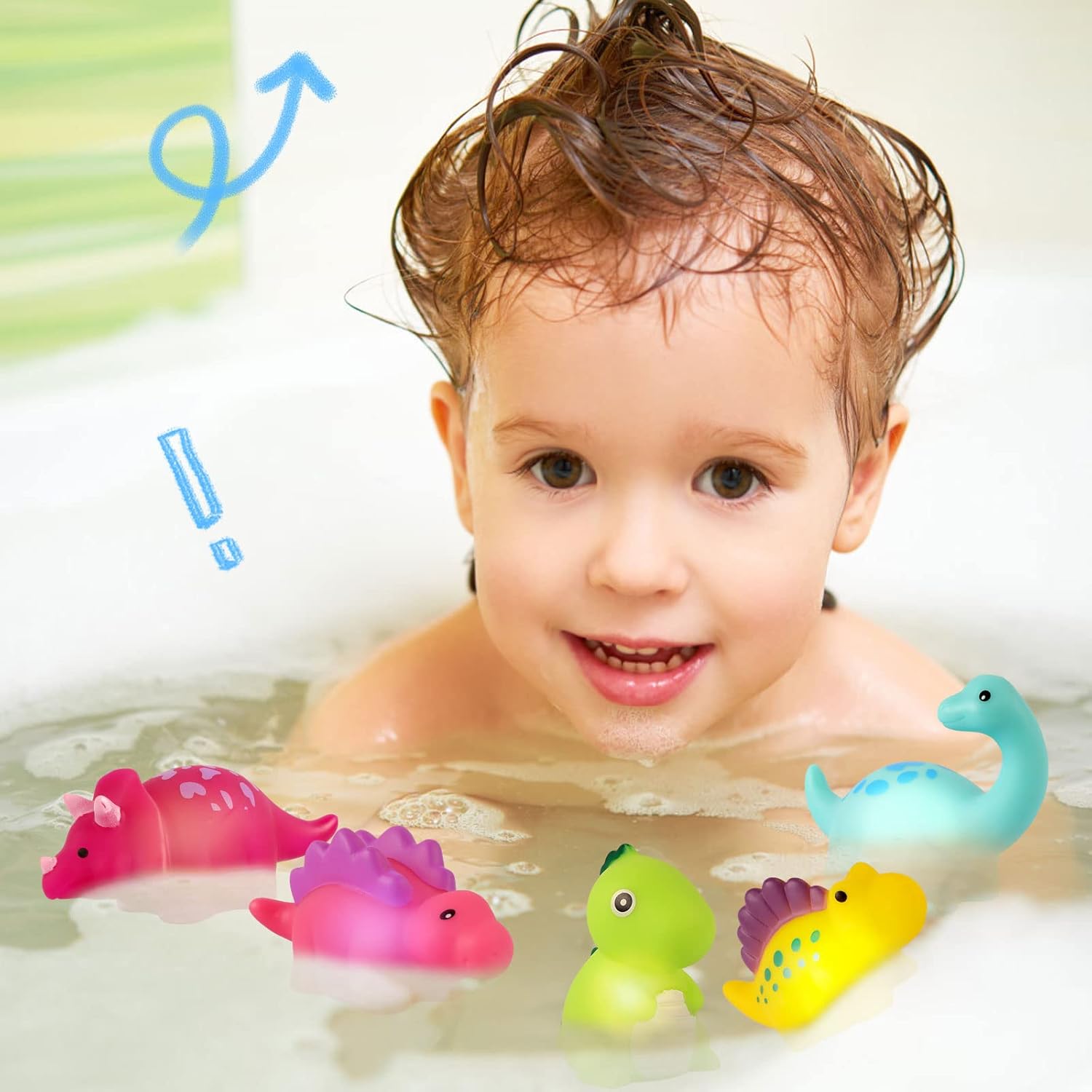 Thumbnail 3 de 6er-Set Badespielzeug Dinosaurier – leuchtende, schwimmende Badewanne-Dinosaurier für Babys und Kleinkinder