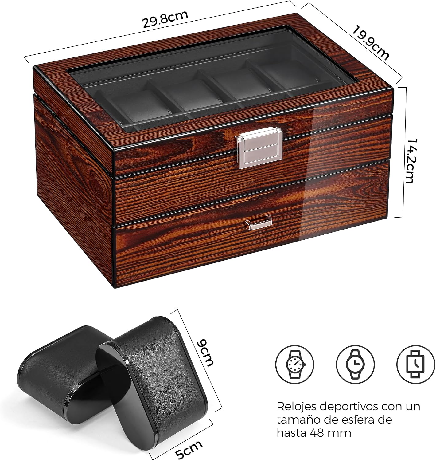 Thumbnail 4 de BEWISHOME Caja de Relojes 20 Compartimentos