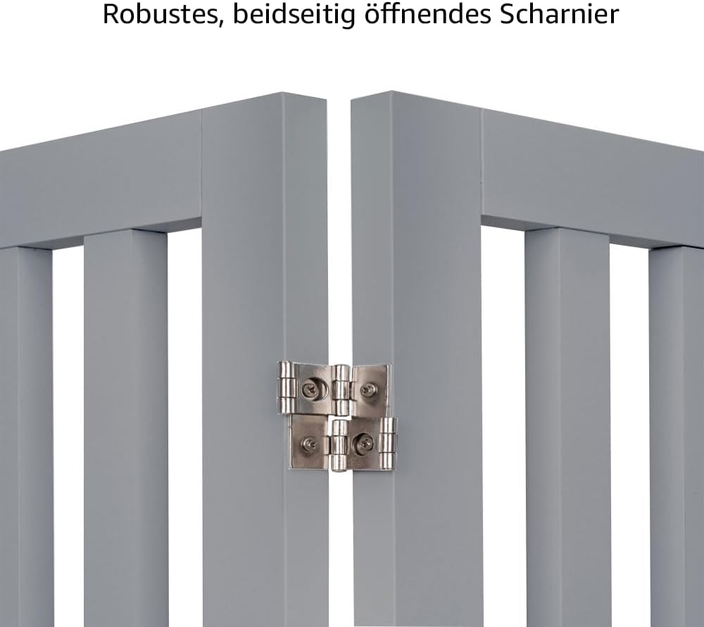 Thumbnail 6 de unipaws 91 cm hohes freistehendes Absperrgitter aus Holz, faltbar & erweiterbar (2-teilig), grau