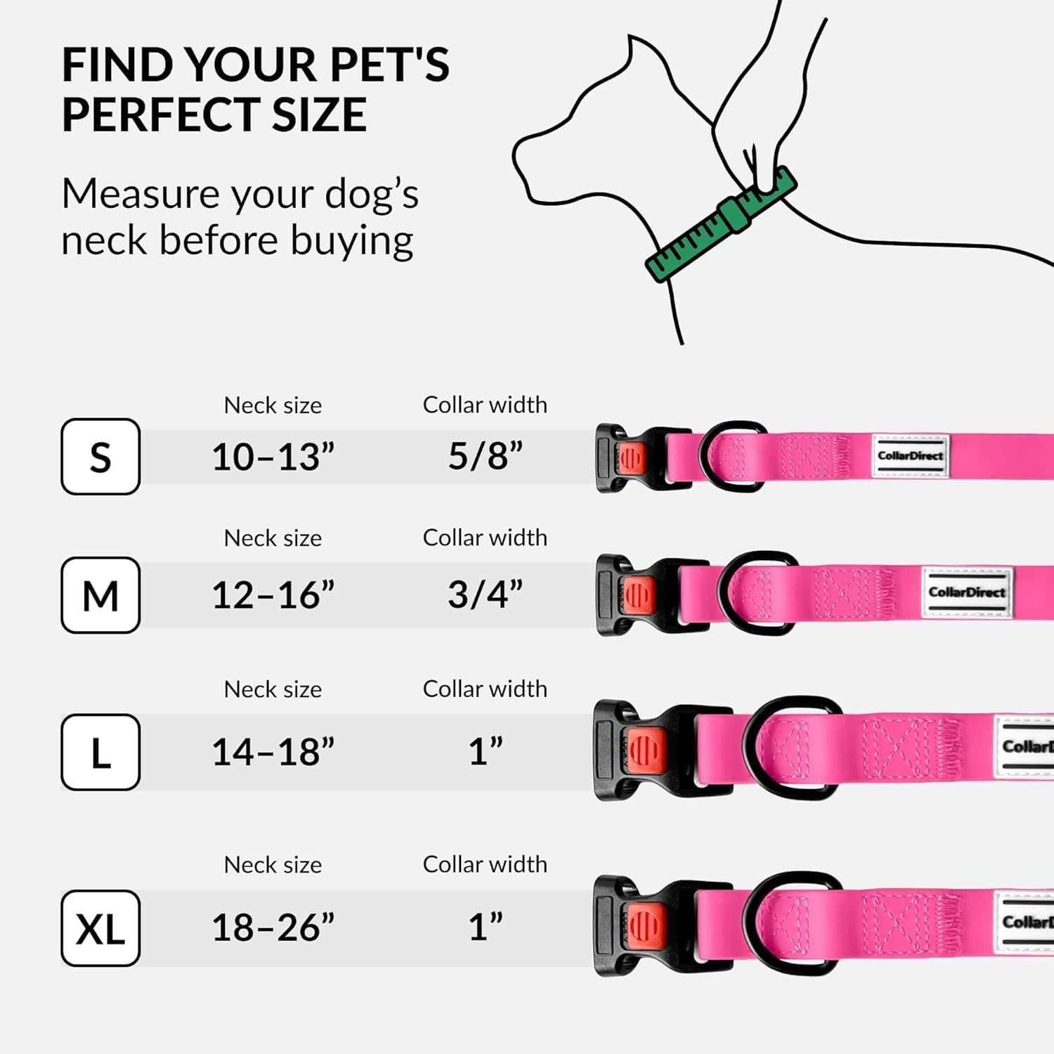 Detalle de CollarDirect Wasserdichtes Hundehalsband Verstellbar – Rosa, Größe S (25–33 cm)