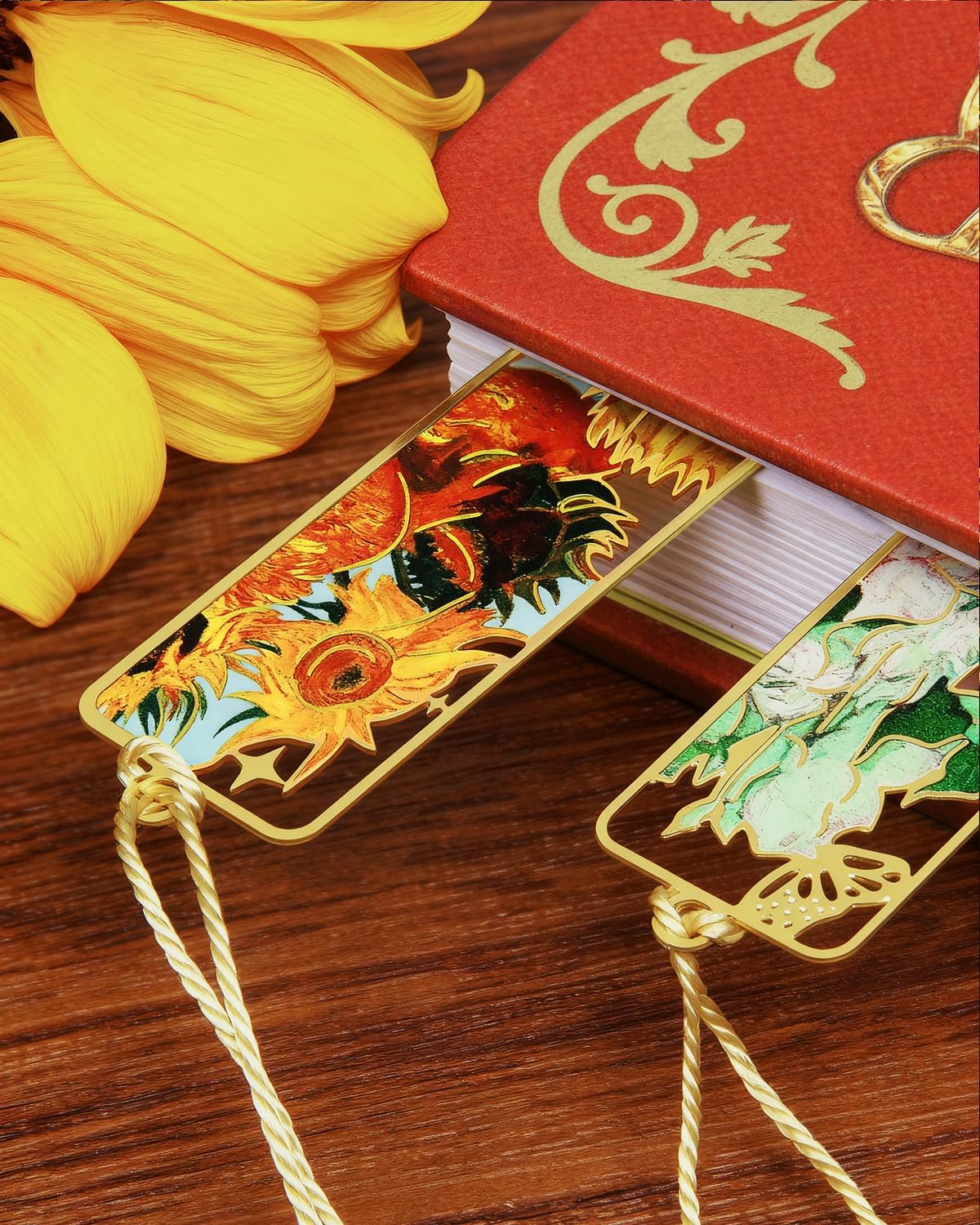 Thumbnail 4 de HOMTEK 4-Piece Metal Bookmarks with Tassel — Golden Oil Painting Theme