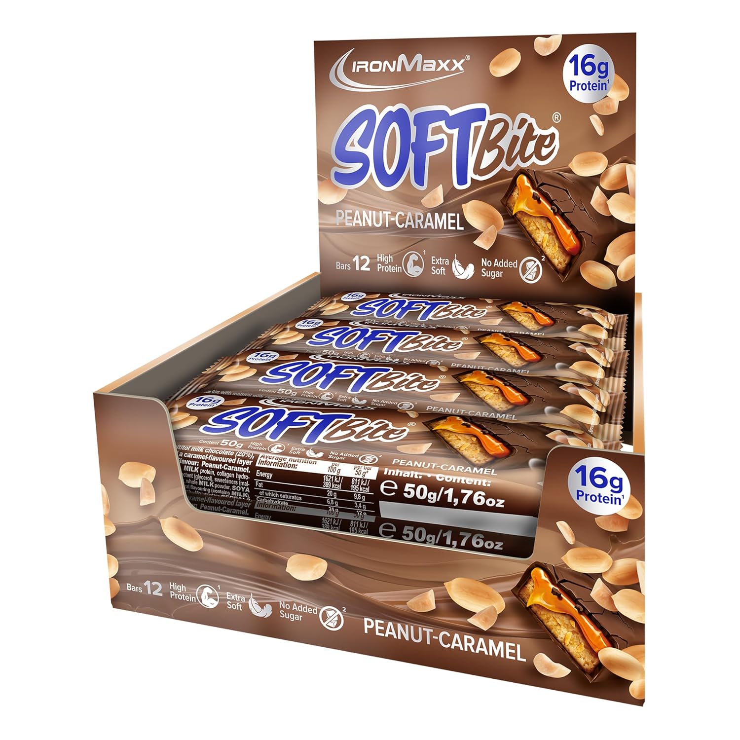 Thumbnail 6 de IronMaxx SoftBite Proteinriegel Chocolate Caramel – 12 x 50 g, extra weiche Textur, hoher Proteingehalt & Ballaststoffe