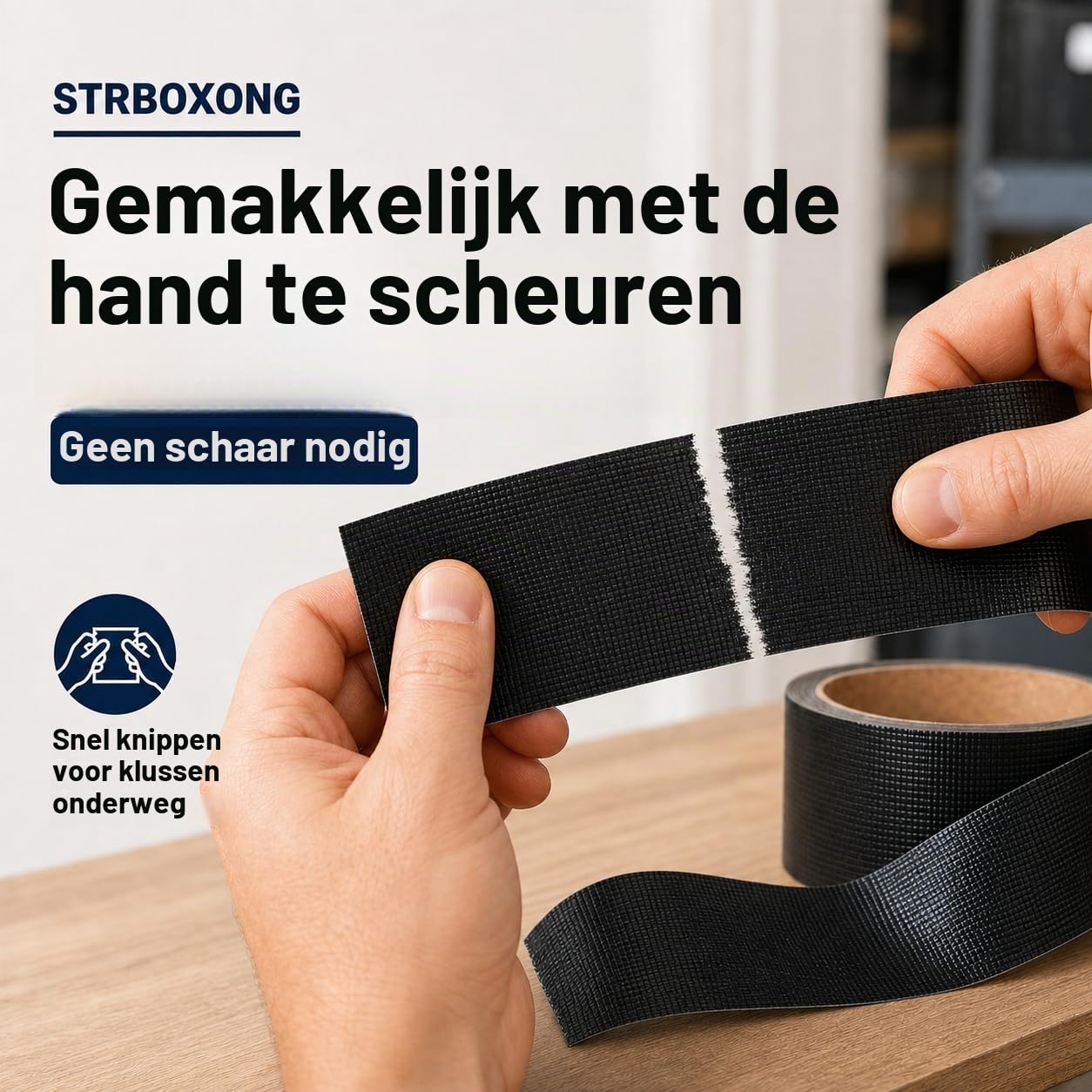 Detalle de STRBOXONG STRBOXONG-Duct Tape, zwart, 48 mm x 20 m, 210 micron, 3 rollen
