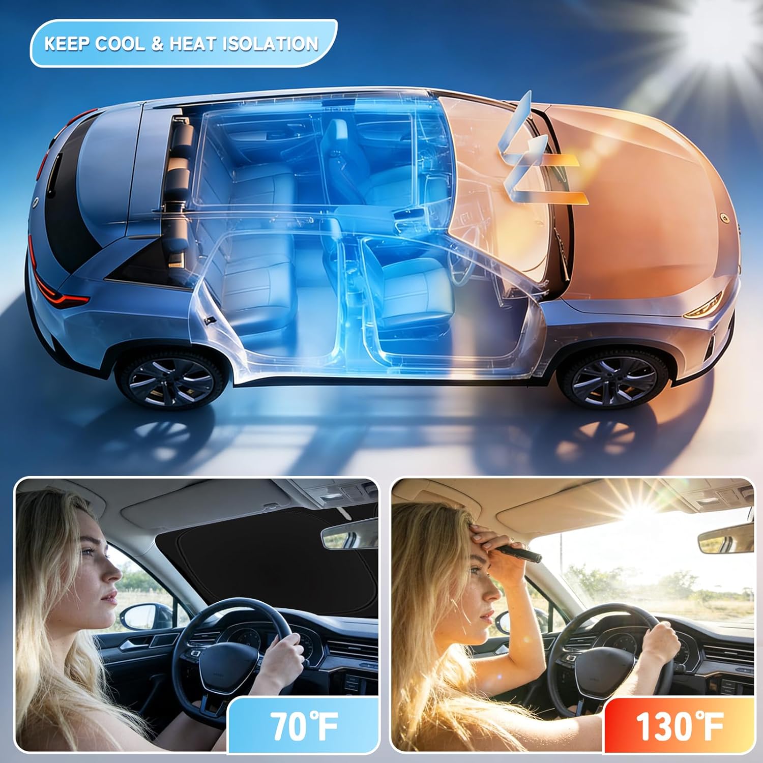 Thumbnail 1 de SLOGENTO Custom Fit Windshield Sun Shade for Mazda CX-30 (2019-2026): Front Window Protection and Heat Reduction