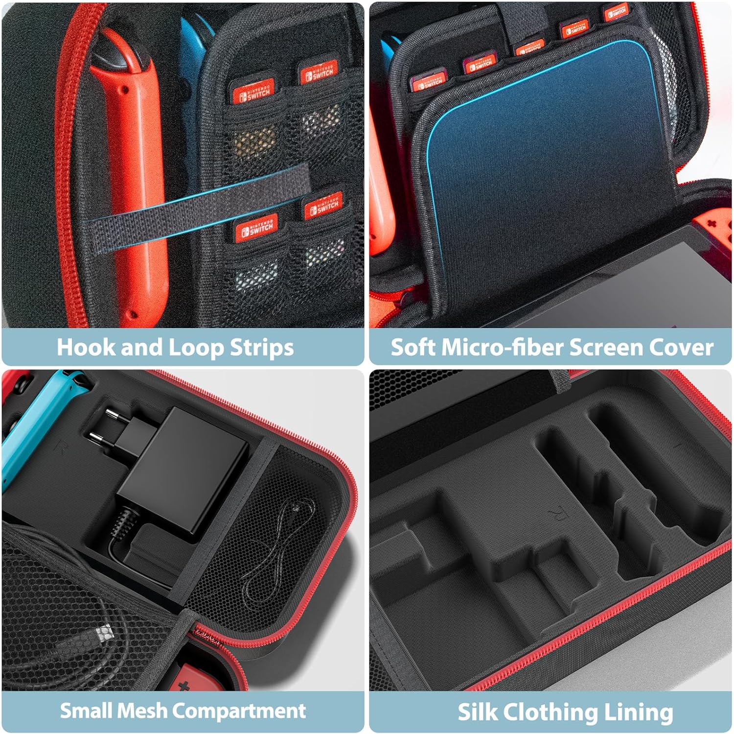 Thumbnail 3 de OIVO Étui Rigide pour Nintendo Switch & Switch OLED — Protection robuste et rangement organisé (Rouge)