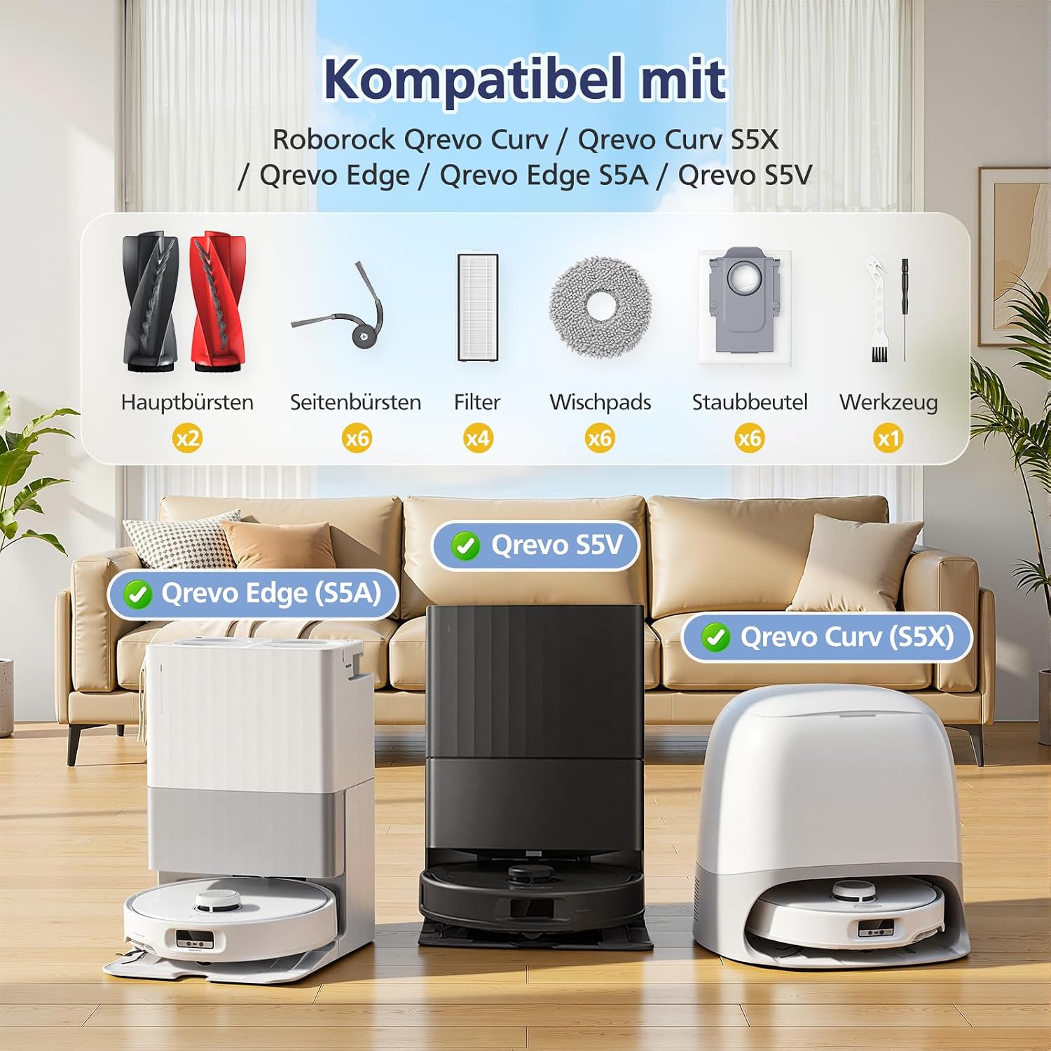 Thumbnail 1 de Yoneenair Zubehör-Set (26-teilig) für Roborock Qrevo Curv/Qrevo Edge & Qrevo Curv S5X/Qrevo Edge S5V