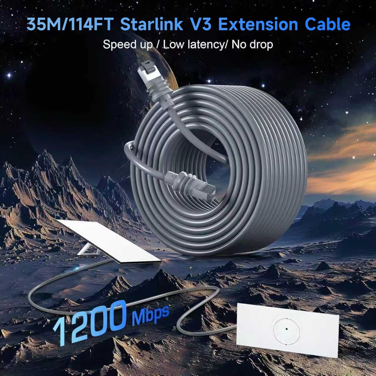 Thumbnail 1 de Plowaroe Starlink Gen 3 Kabel 35 m Wasserdichtes Verlängerungskabel