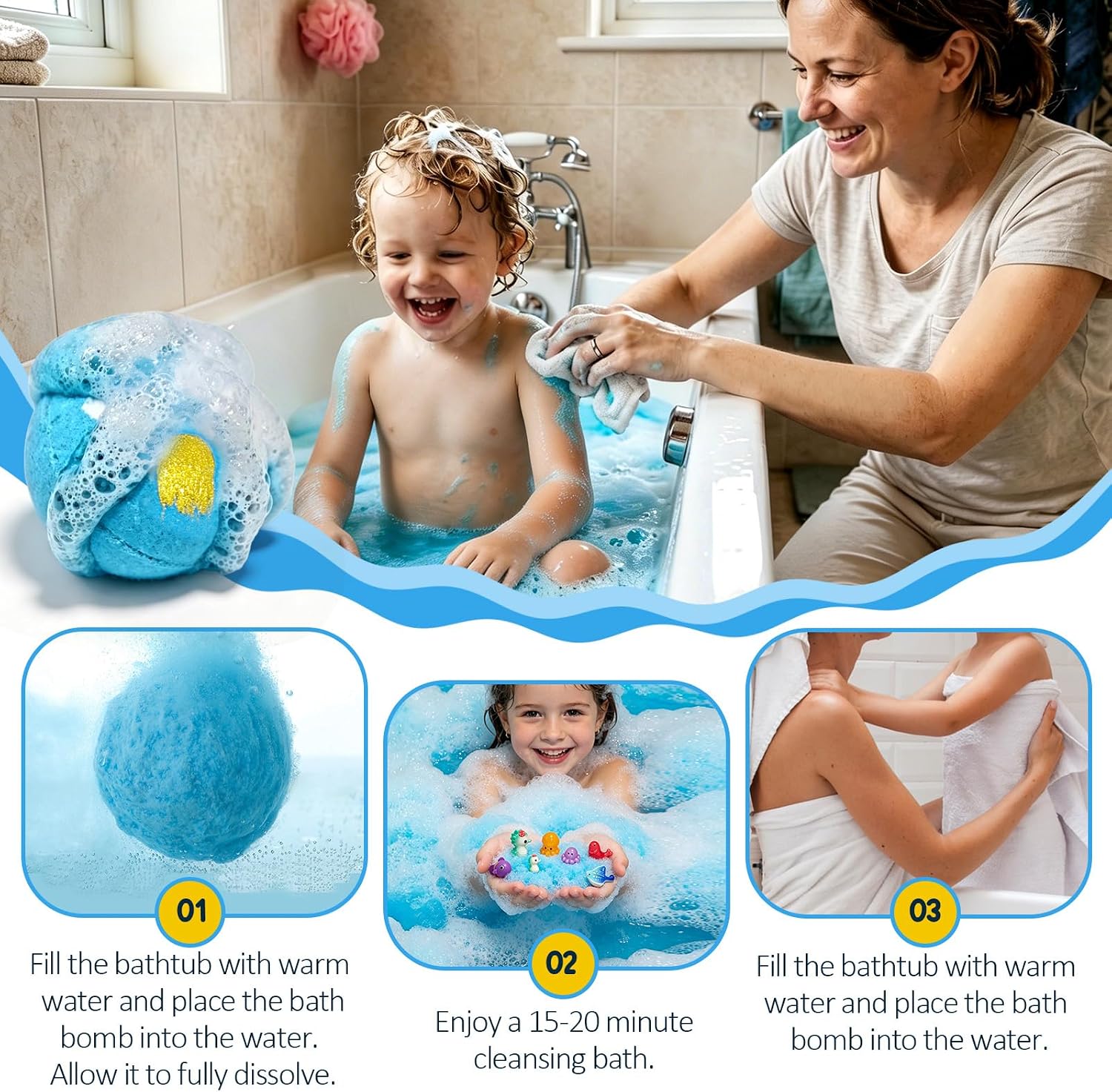 Thumbnail 6 de Bath Bombs for Kids: 6 Colourful Fizzy Bath Bombs Set