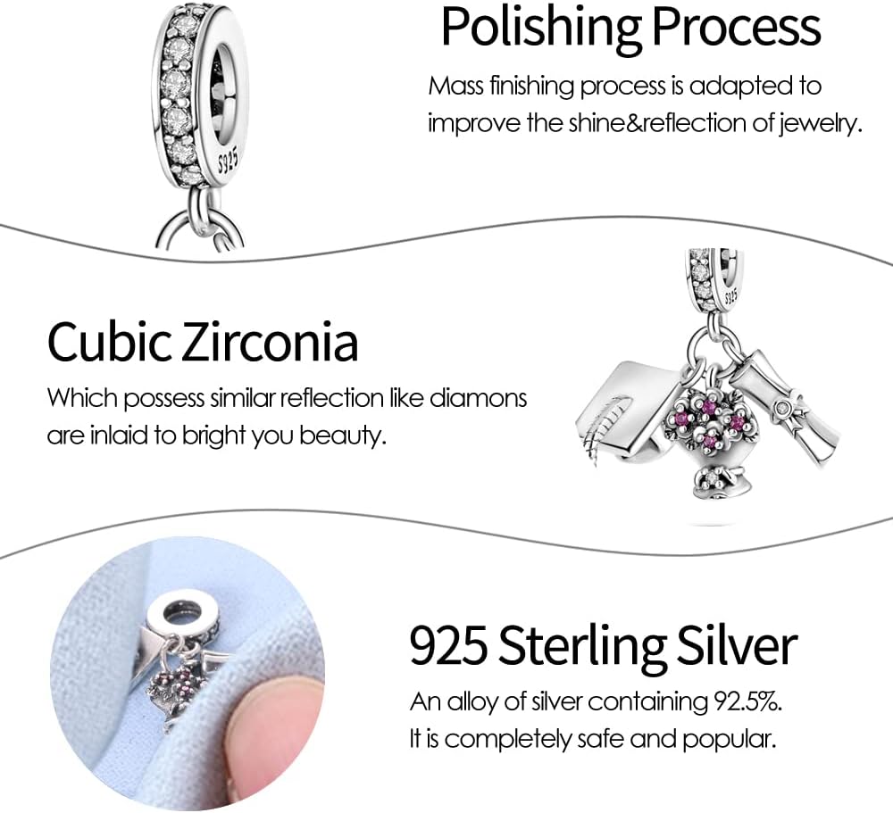 Thumbnail 2 de KUNVONIC Charm Anhänger aus 925 Sterling Silber für Armband & Halskette (Z2) – passend für europäische Charms