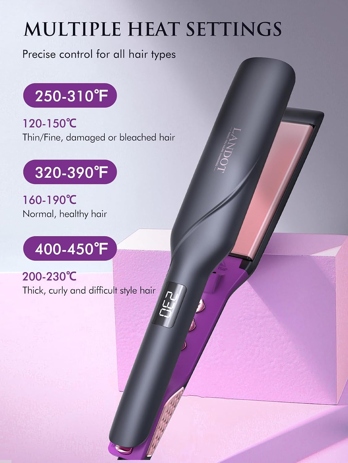 Thumbnail 4 de LANDOT 45mm Wide Plate Ceramic Ionic Hair Straightener