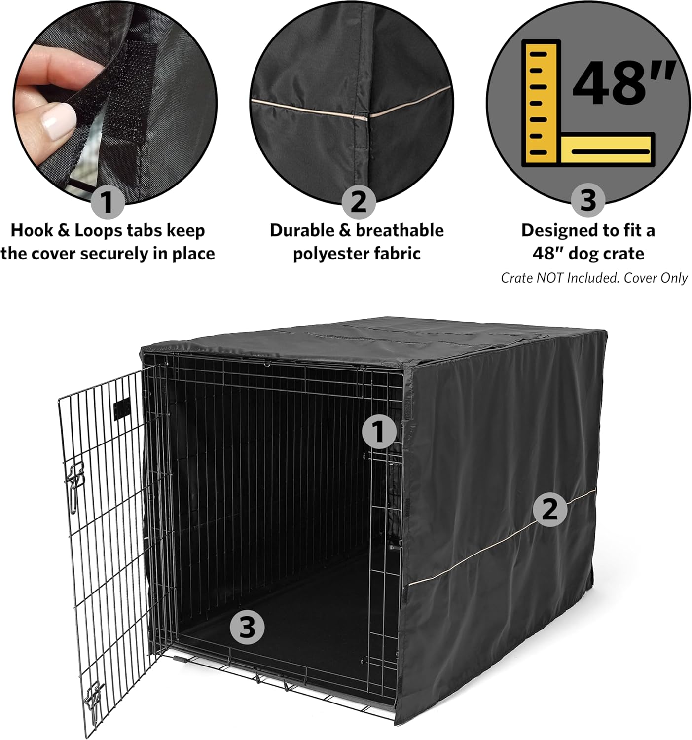 Detalle 2 de MidWest Homes for Pets XL Dog Crate Cover (Black Polyester) for Most 122 cm Crates