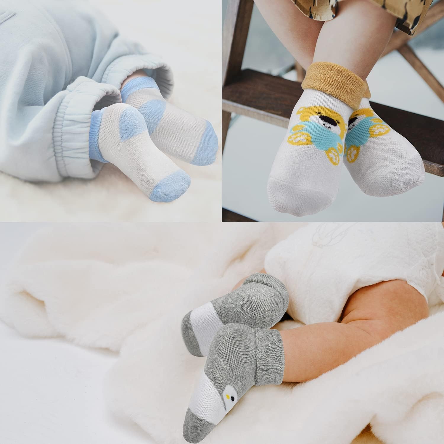 Detalle 2 de TRAMLE baby boys thick terry socks set – 10 pairs for 0–3 years