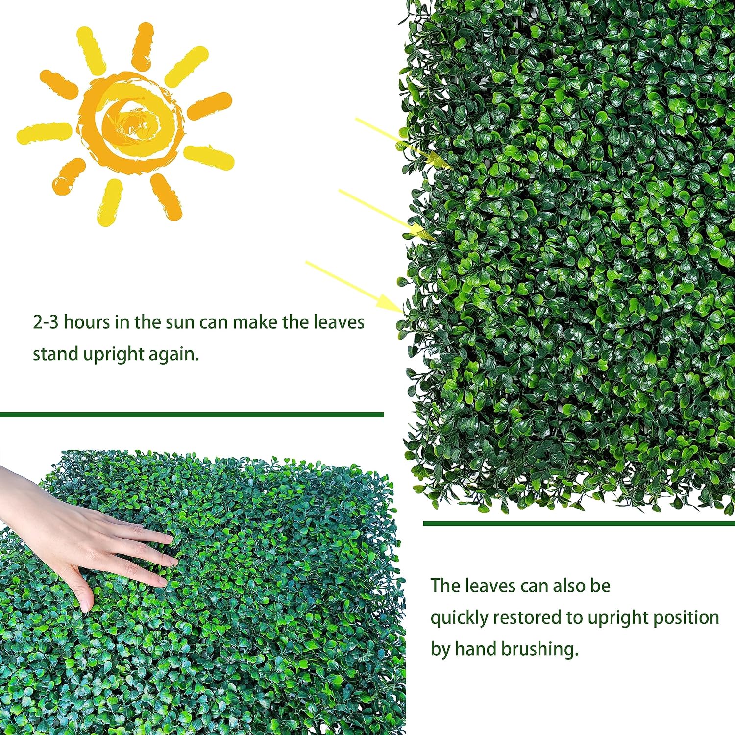 Detalle de ODTORY Artificial Grass Wall Panel Backdrop (Boxwood-style) 10" x 10" — 12-pack for indoor/outdoor greenery decor