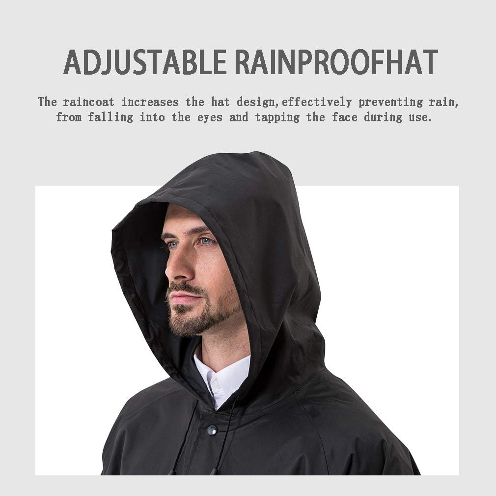 Thumbnail 2 de Pahajim Waterproof Adult Long Raincoat Poncho with Reflective Tape, Adjustable Hood (XL–4XL)