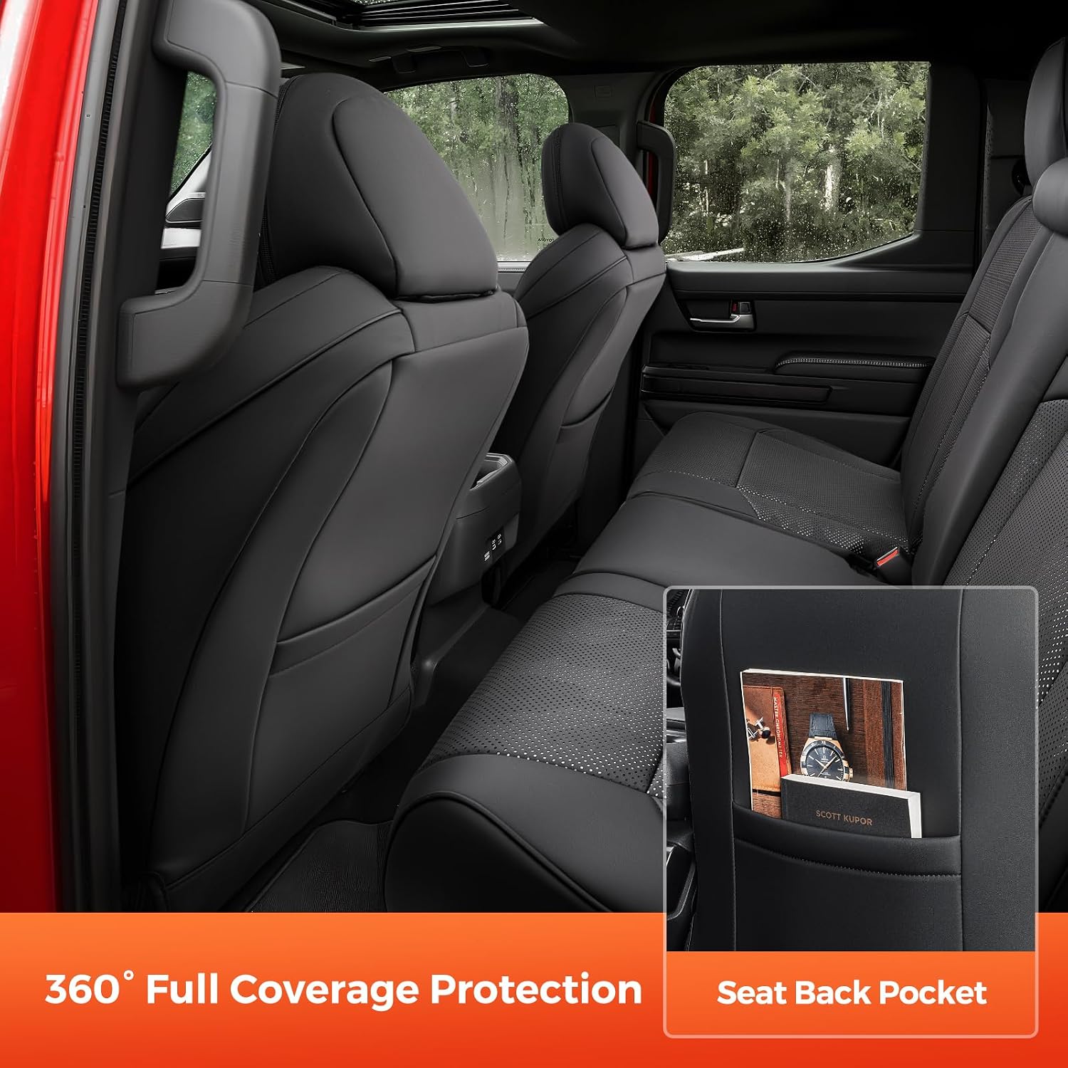 Thumbnail 6 de DiffCar Seat Covers for Toyota Tacoma 2024–2026 Four-Door (Gas Only) – Black Camouflage Faux Nappa Leather, Full Coverage