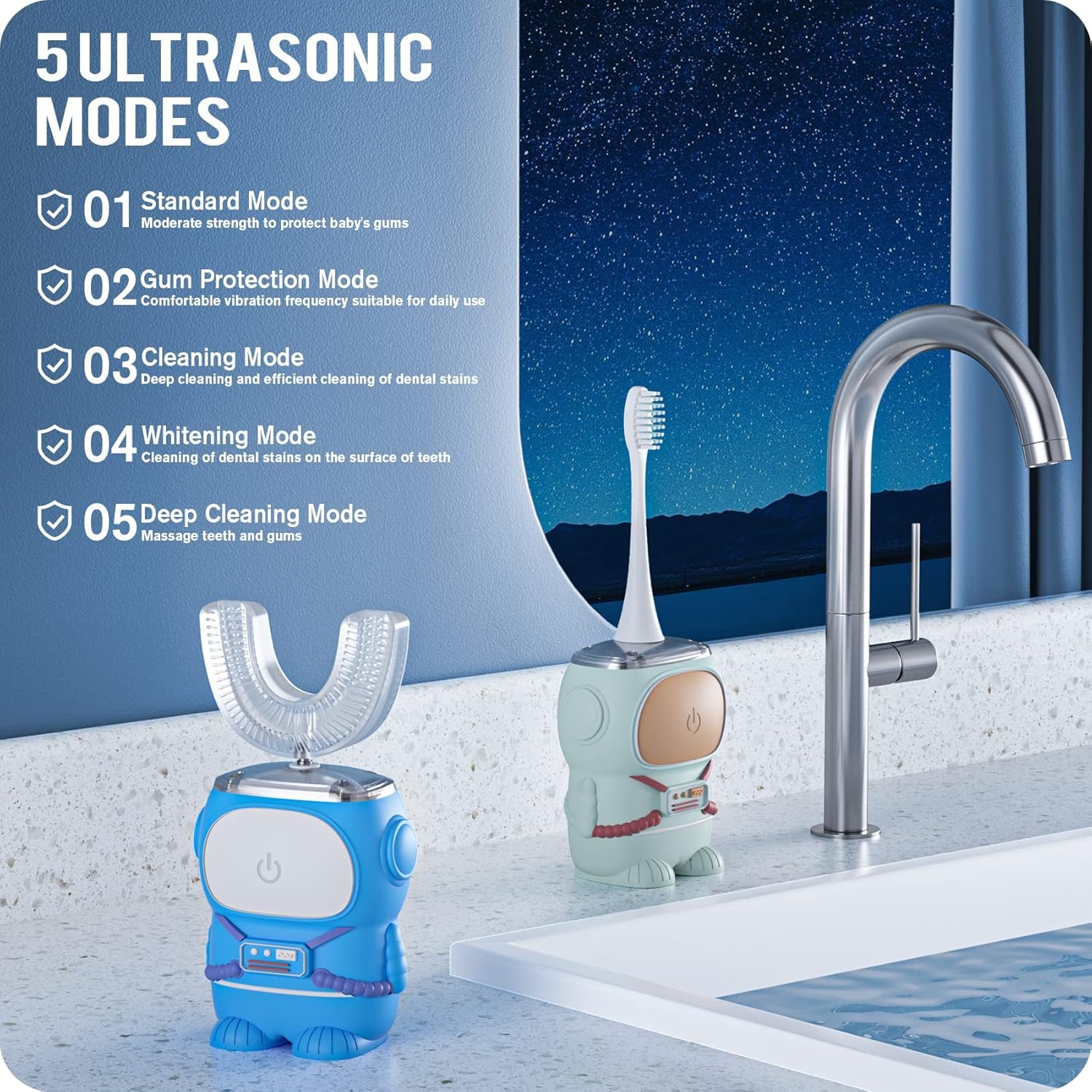 Detalle de RexCodar Ultrasonic U-Shaped Kids Toothbrush 60s