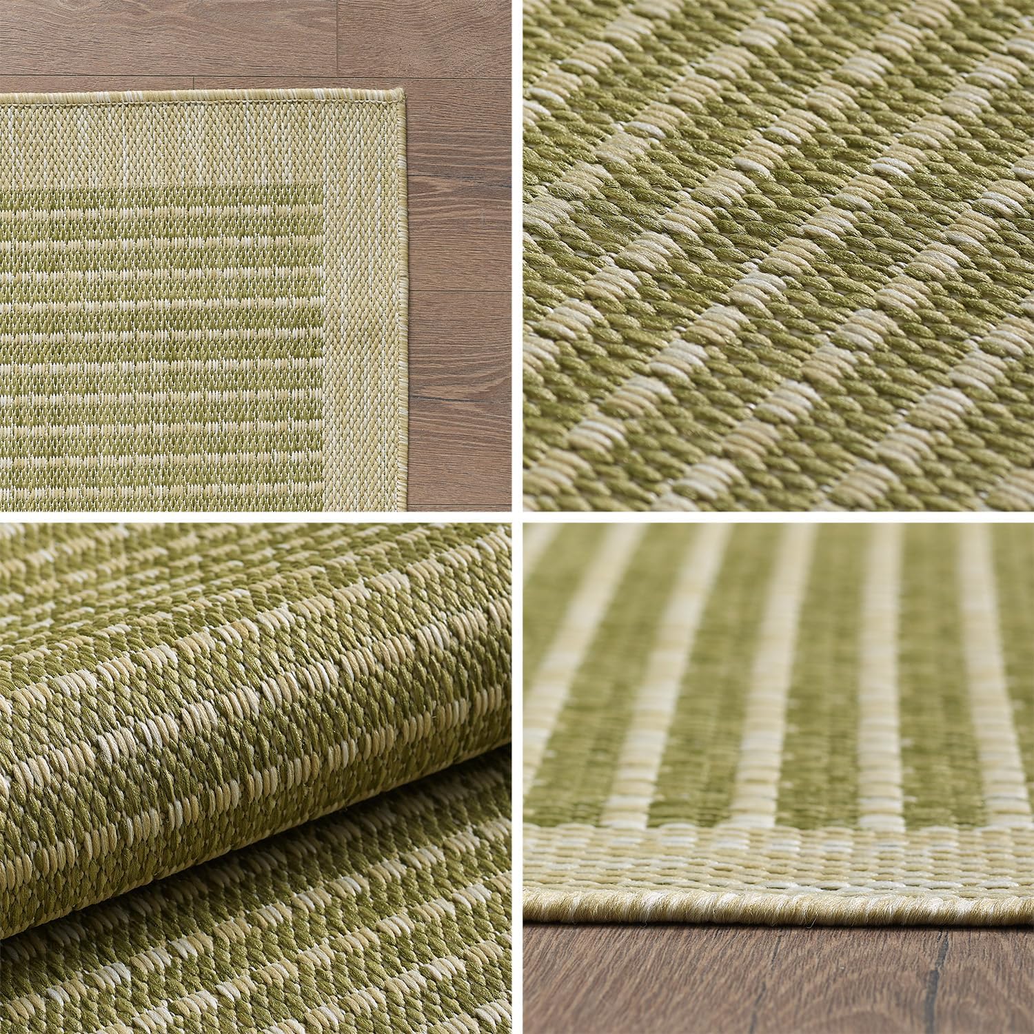 Detalle de SIMPEX Outdoor Teppich Rund 200 cm Grün – wetterfest, waschbar und im Sisal-Look