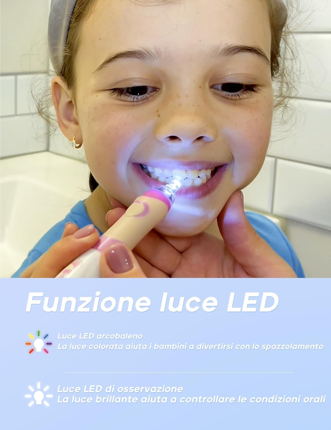 Thumbnail 4 de seago Seago Spazzolino Elettrico Bambini 3-12 anni SG-977 blu con 4 testine, LED e timer
