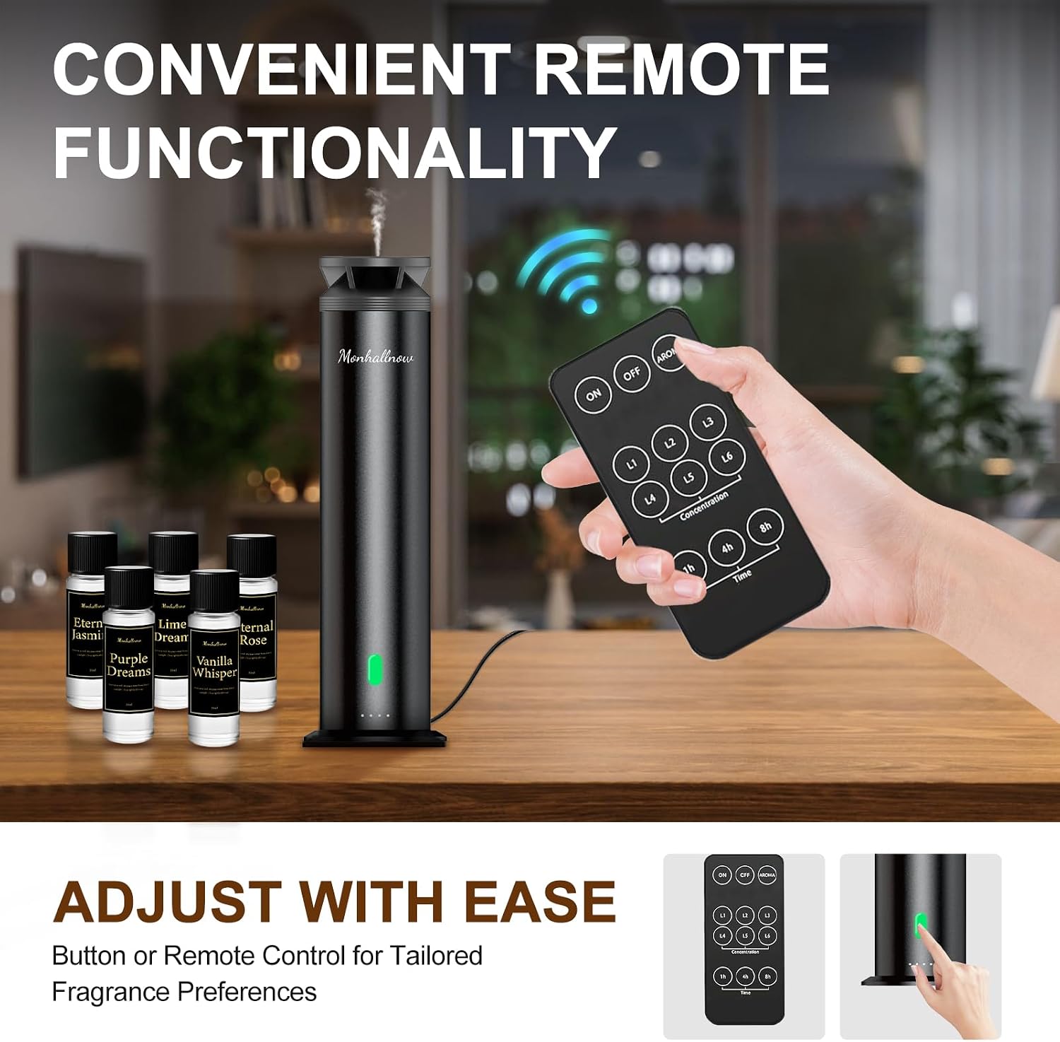 Detalle de Waterless Scent Diffuser Starter Kit – 1000 Sq Ft Coverage (Ultra Black)