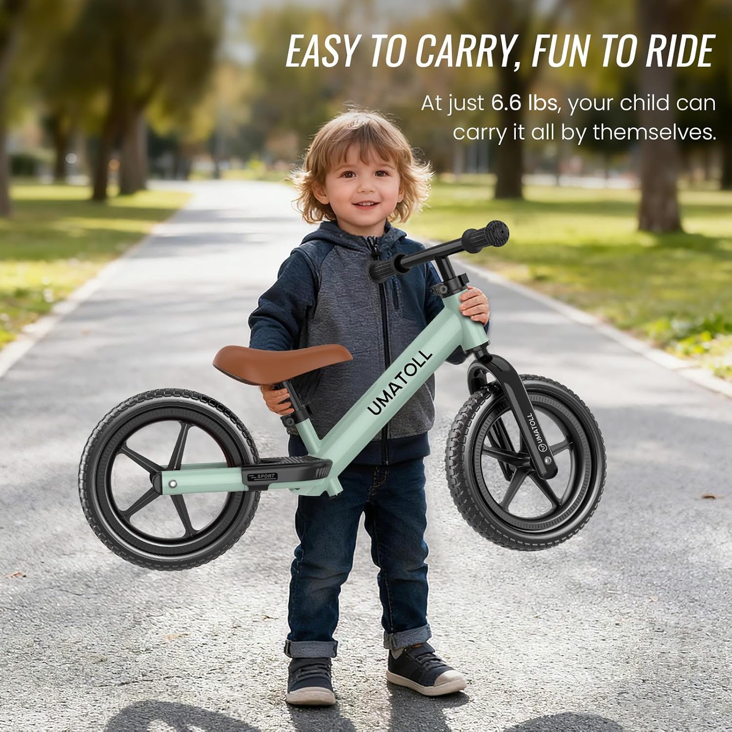 Detalle 2 de Umatoll Toddler Balance Bike: Adjustable 2-5 Year Old Toy Bicycle for Safe, Early Riding