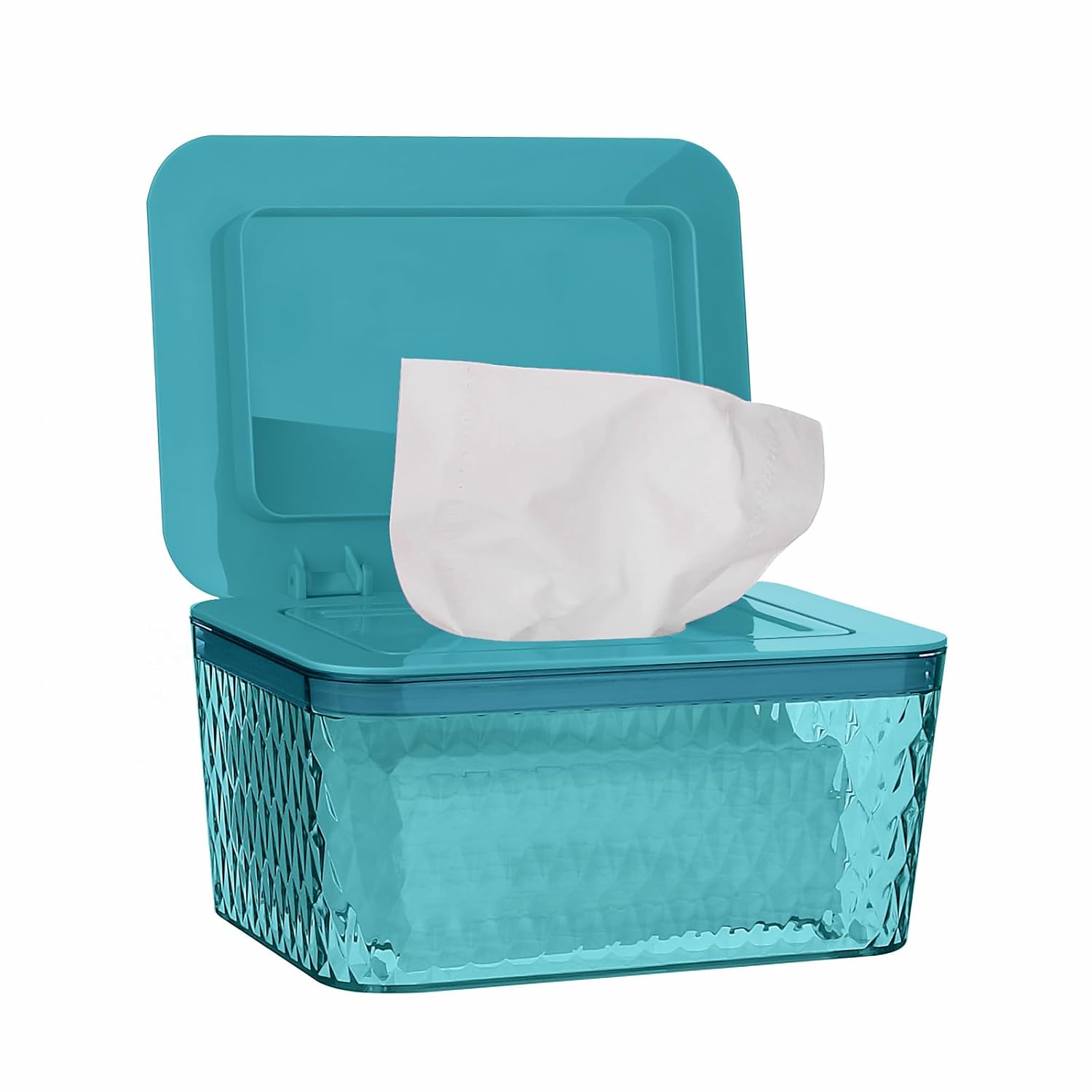 Detalle de Whiidoom Wipes Dispenser, Green Clear Plastic Holder with One-Handed Lid