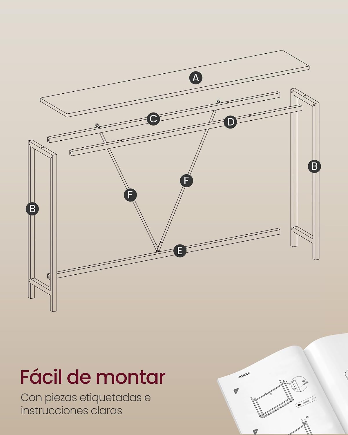 Thumbnail 5 de VASAGLE Mesa de Consola Delgada para Pasillo - Estilo Moderno 🖤