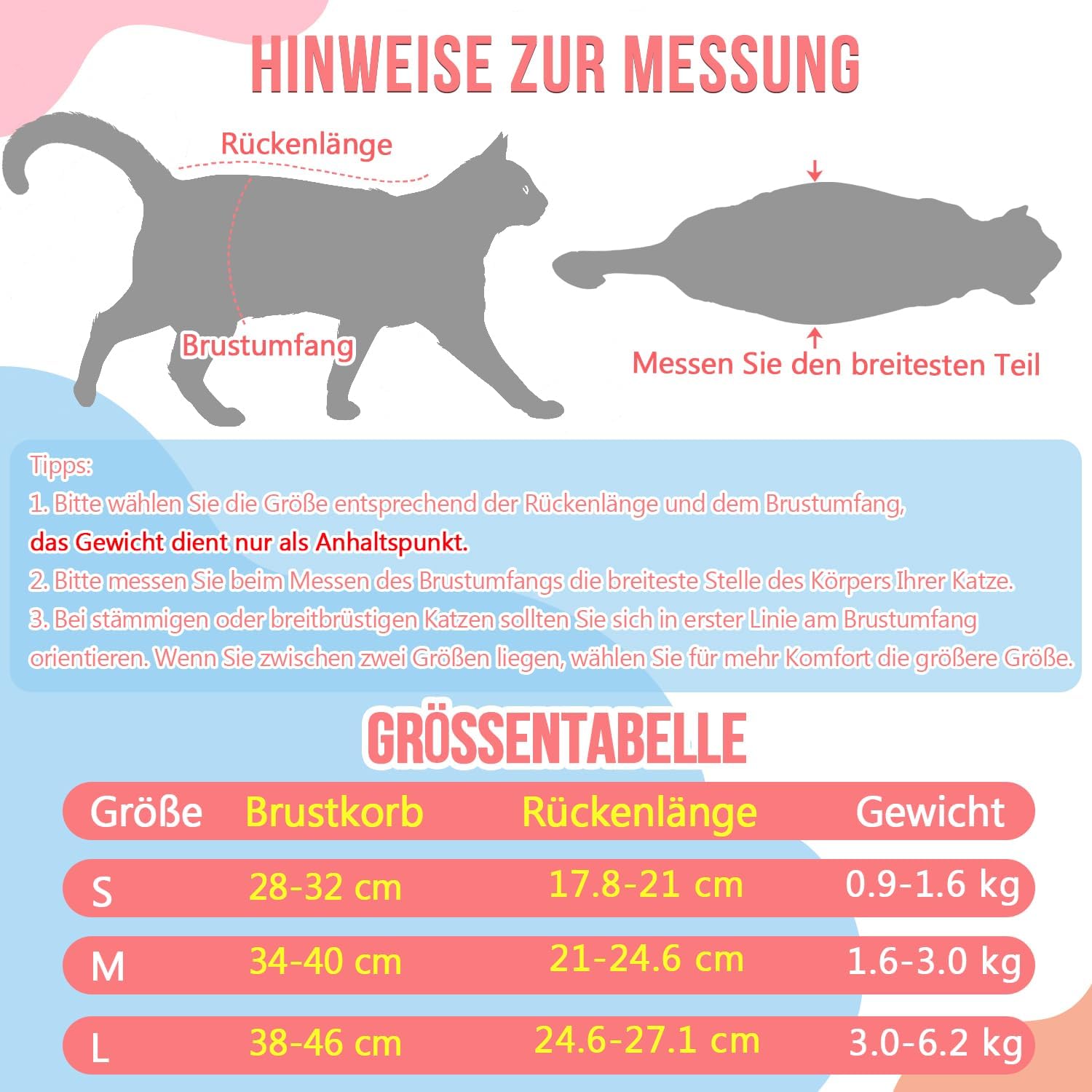 Thumbnail 1 de Eyein Katzenbody nach OP – atmungsaktiver, dehnbarer Erholungsanzug gegen Lecken & Kratzen (Hellrosa, M)