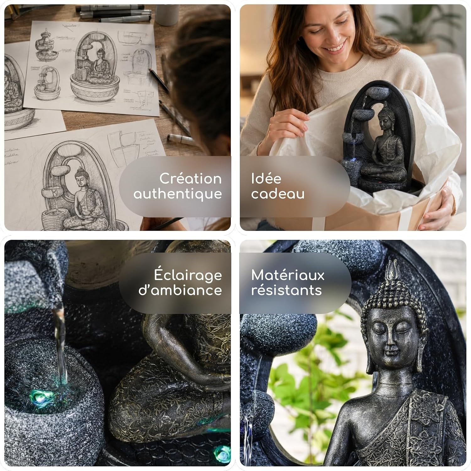 Thumbnail 5 de Fontaine d’intérieur Bouddha Harmonie Zen’Light (40 cm) avec 2 LED colorées et pompe silencieuse