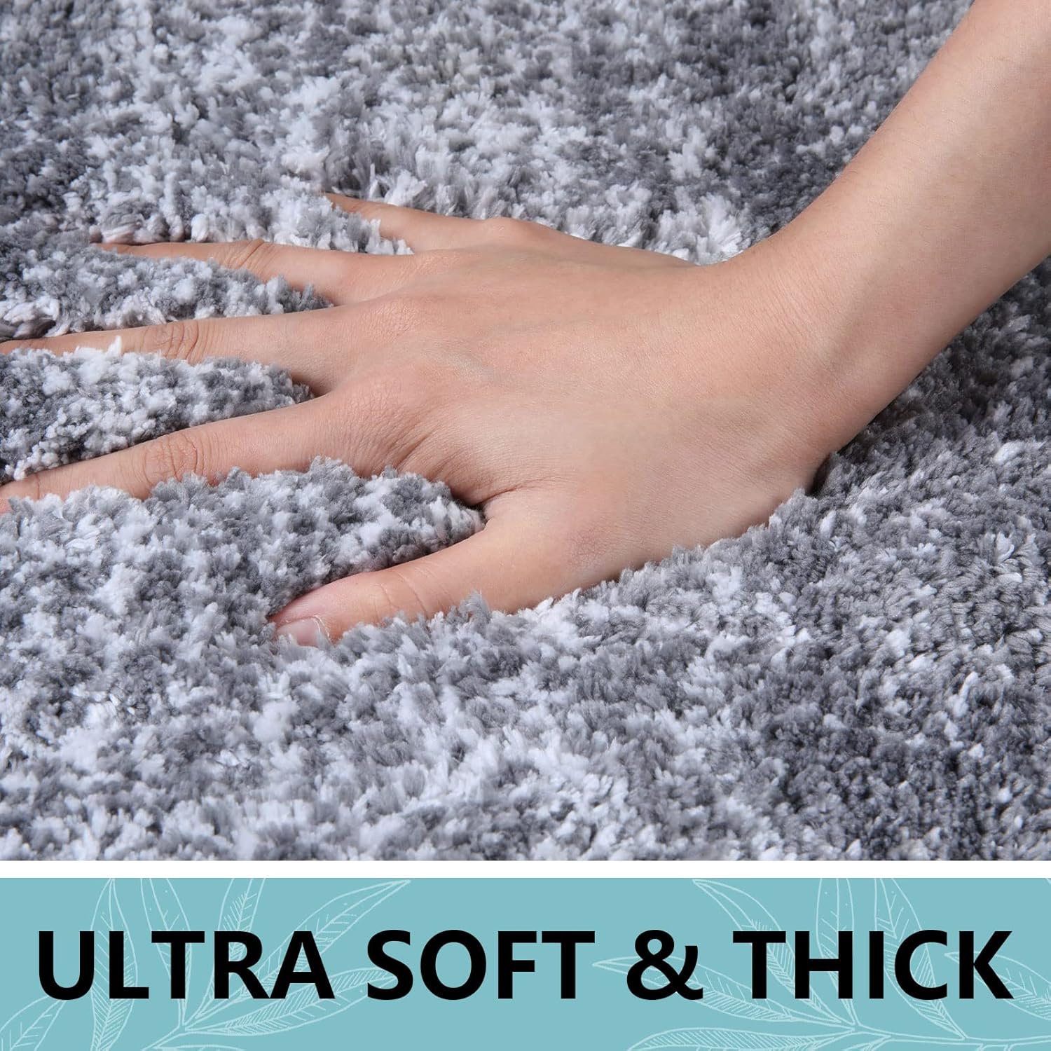 Thumbnail 3 de Arotive Microfiber Bathroom Rugs: Soft, Absorbent, Non-Slip 30x20 Grey Shaggy Mat