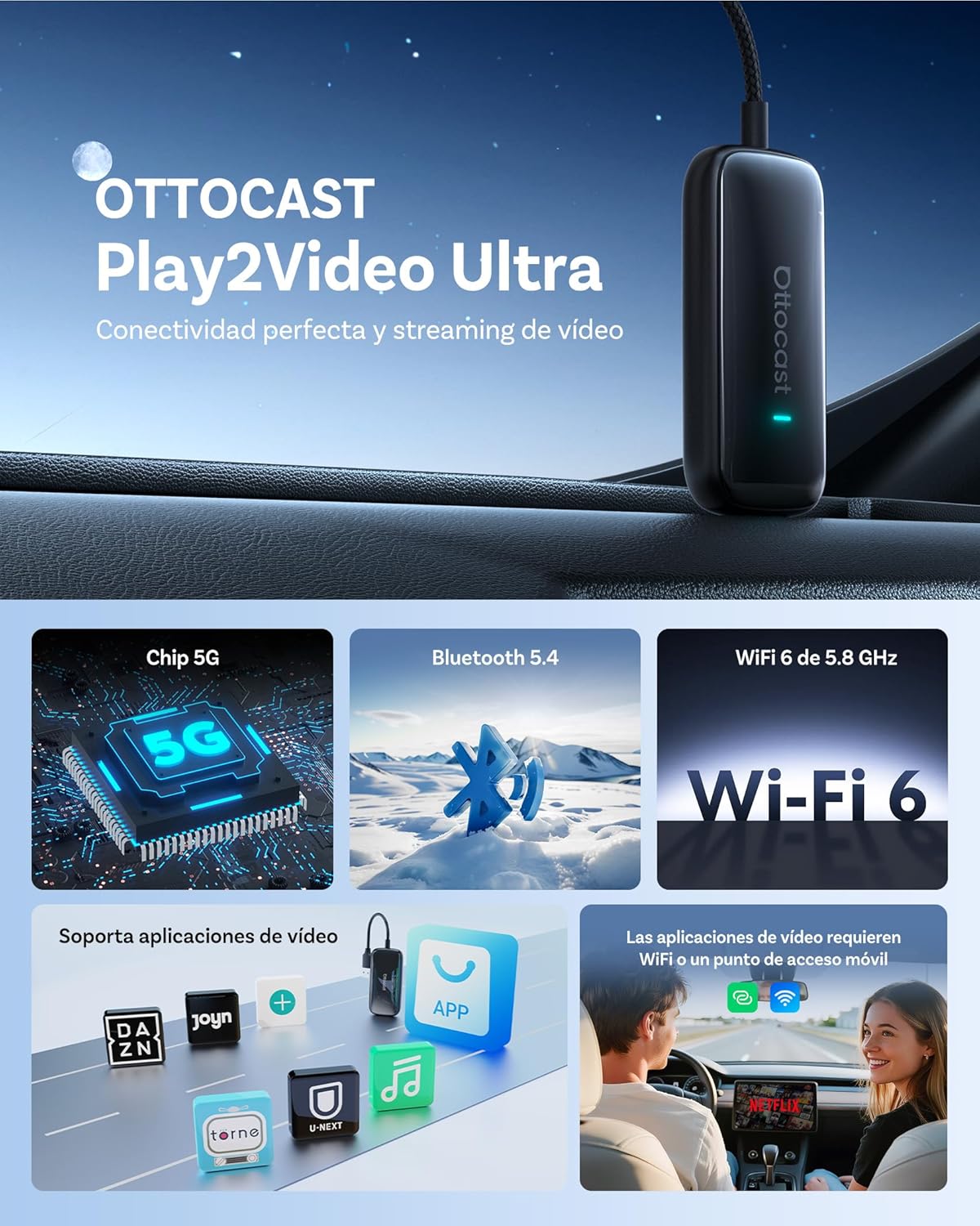Thumbnail 1 de OTTOCAST Play2video Ultra 2026 adaptador CarPlay inalámbrico
