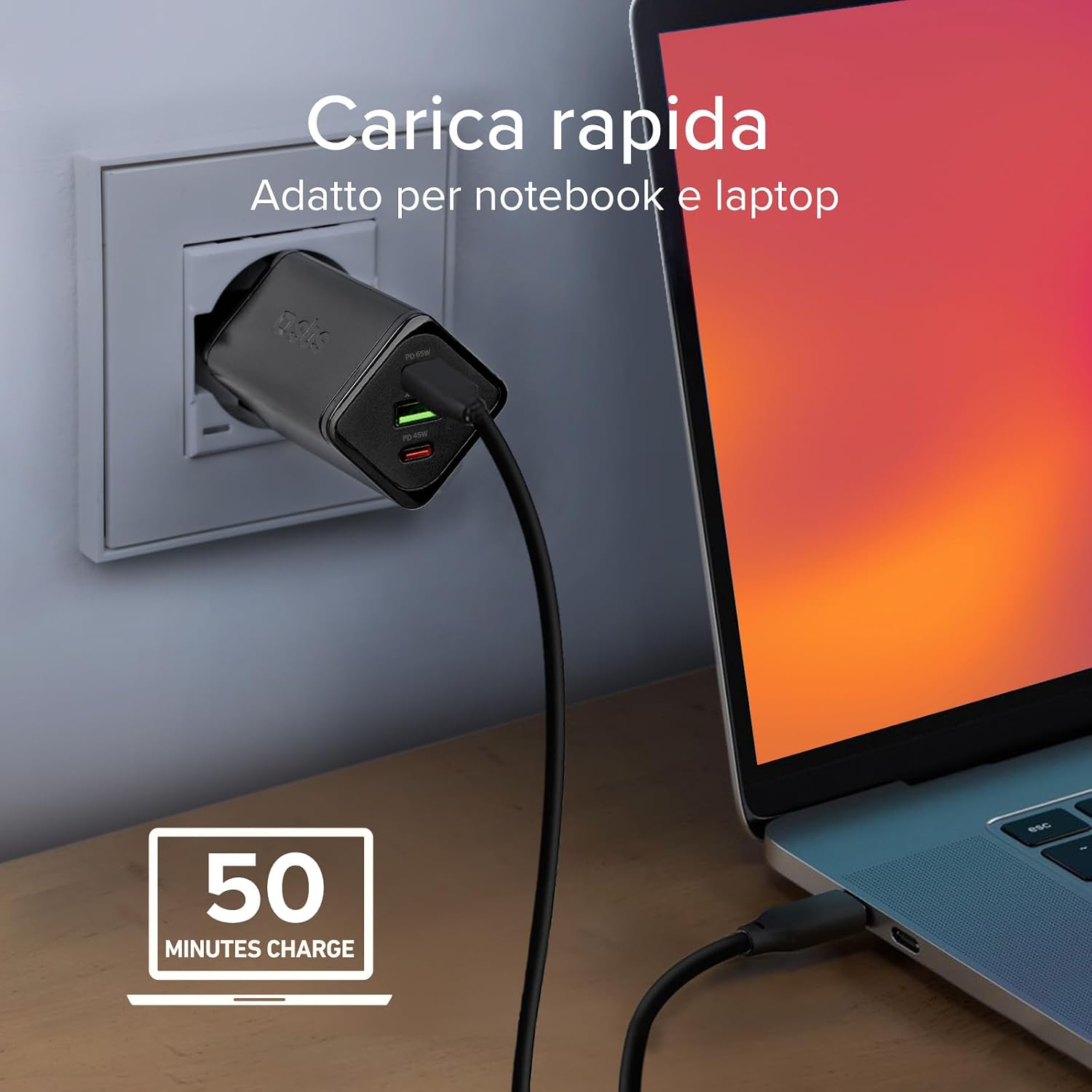 Detalle 2 de SBS Alimentatore Slim USB-C 65W GaN