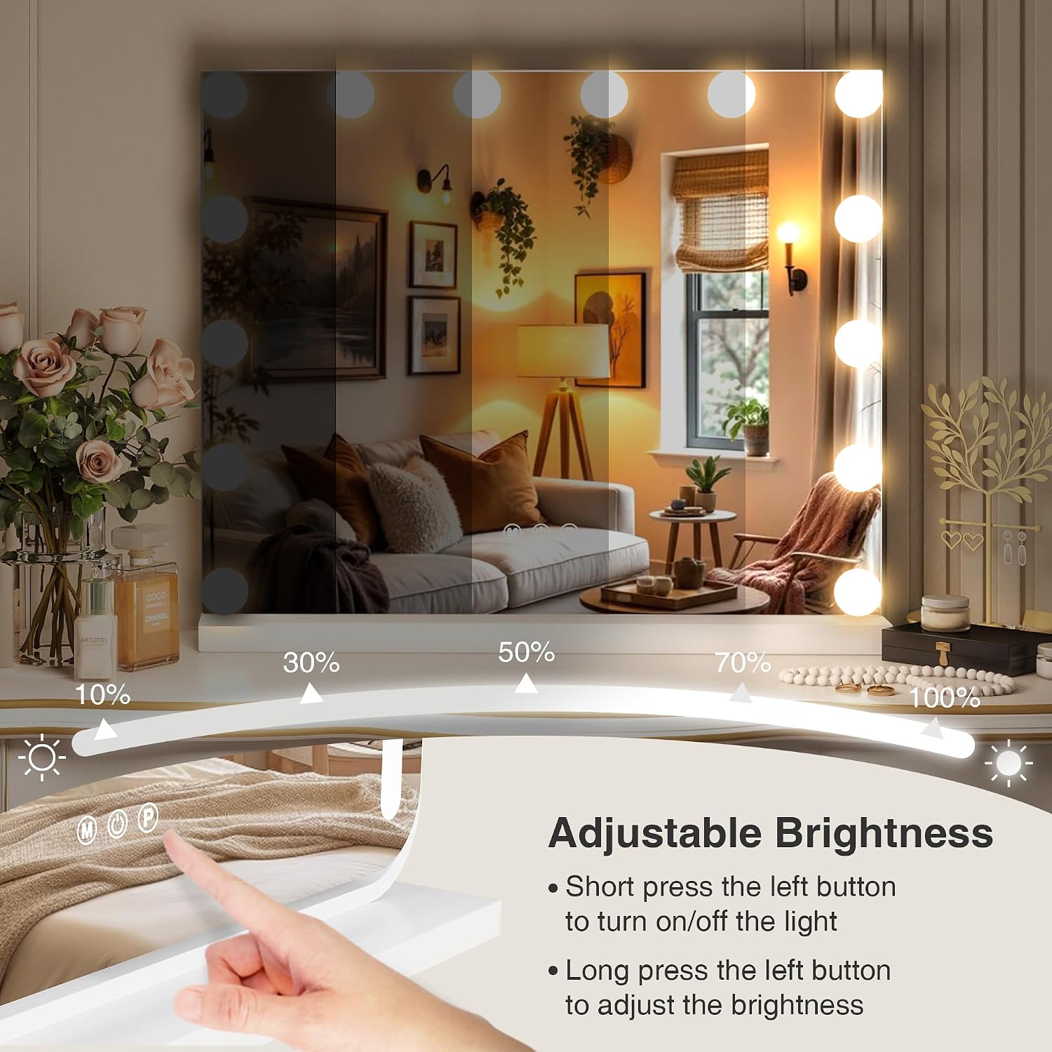 Thumbnail 3 de MEKKLEON Miroir cosmétique Hollywood 52 x 40 cm