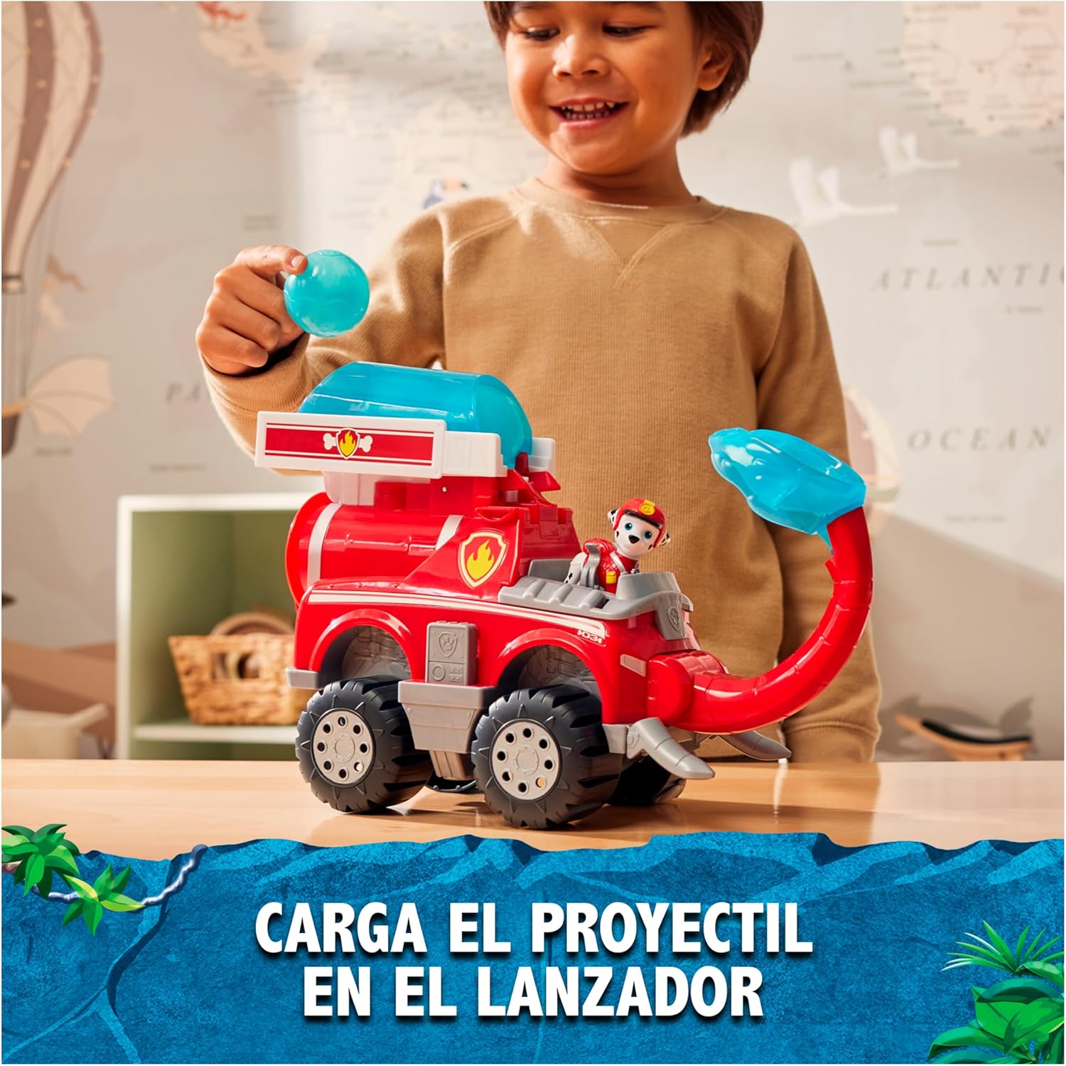 Detalle de PATRULLA CANINA Jungle Pups Coche Elefante con Lanzador 3 proyectiles
