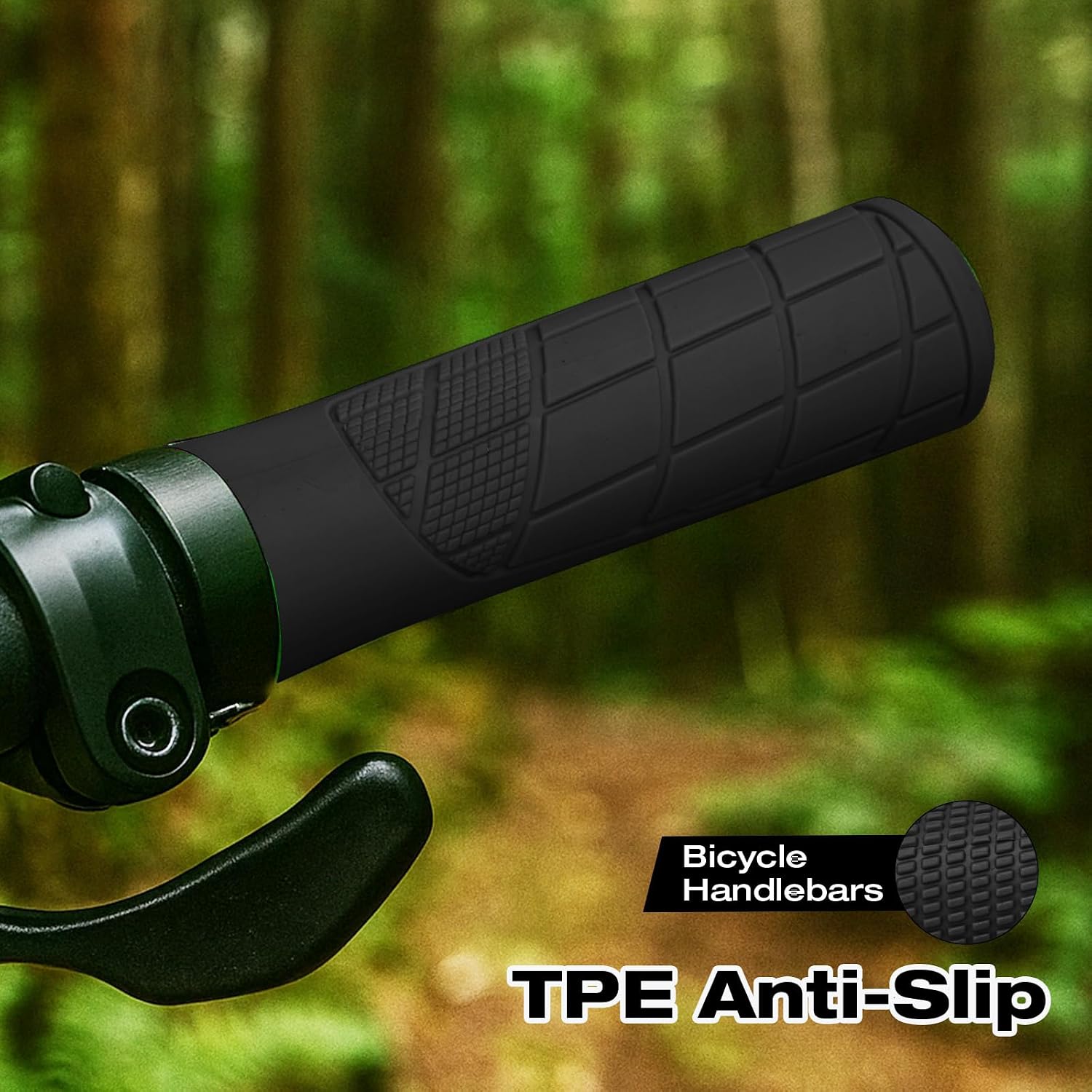 Detalle de Adiwo Paio di Manopole per Mountain Bike, Diametro 22 mm, Lunghezza 135 mm, in Alluminio con Chiusura Antiscivolo – Nero